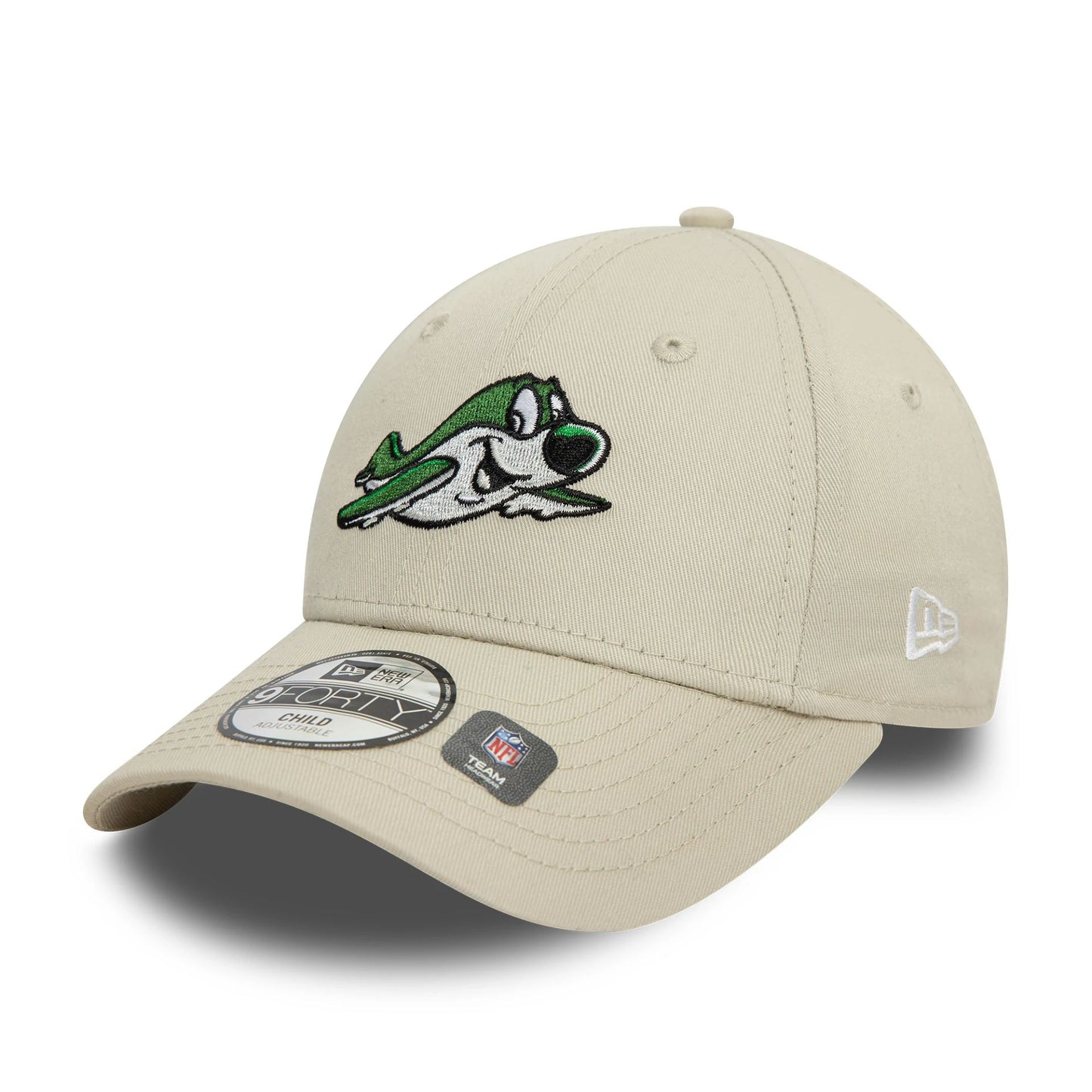 This is a New York Jets Child NFL Mascot Cream 9FORTY Adjustable Cap 3