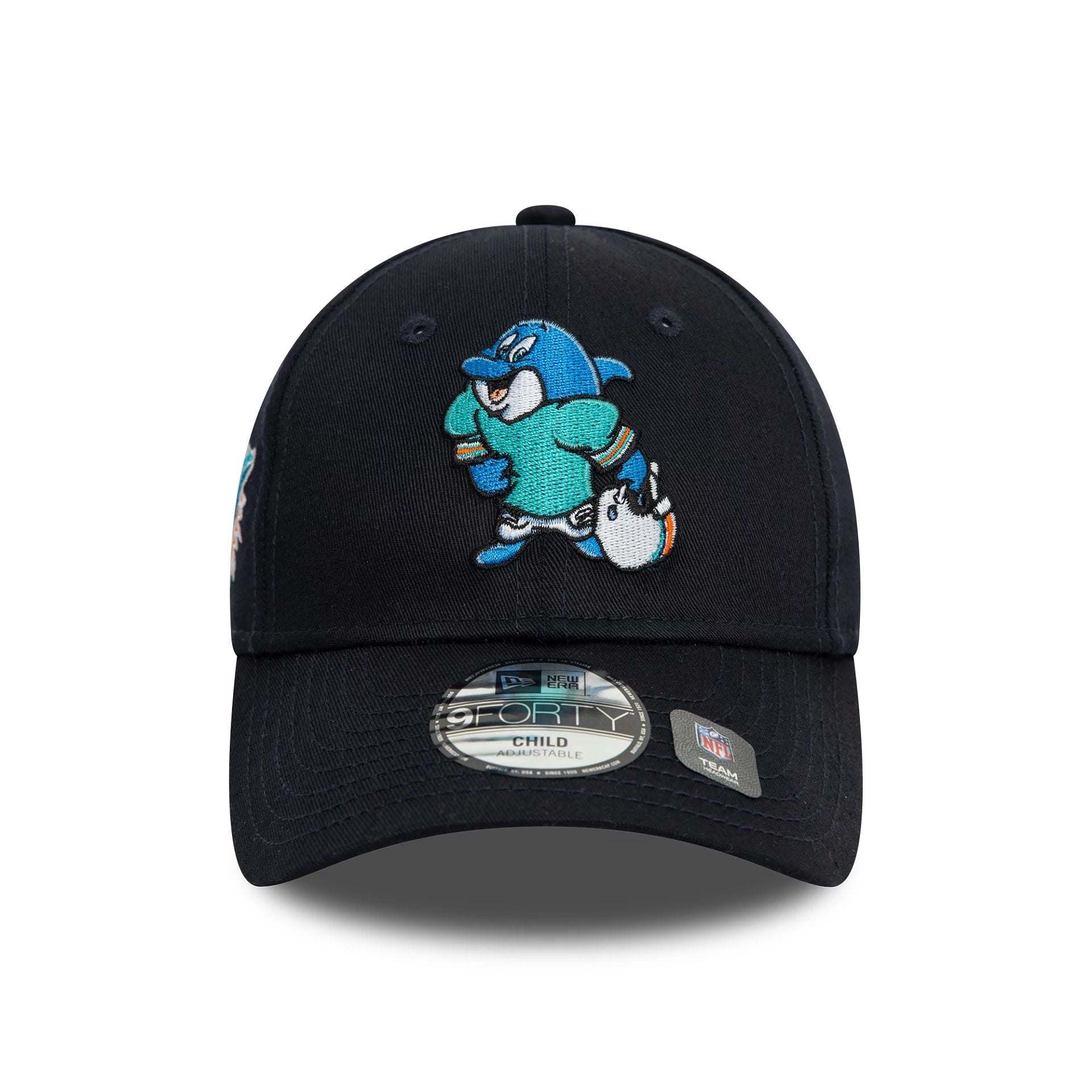 This is a Miami Dolphins Child NFL Mascot Navy 9FORTY Adjustable Cap 2