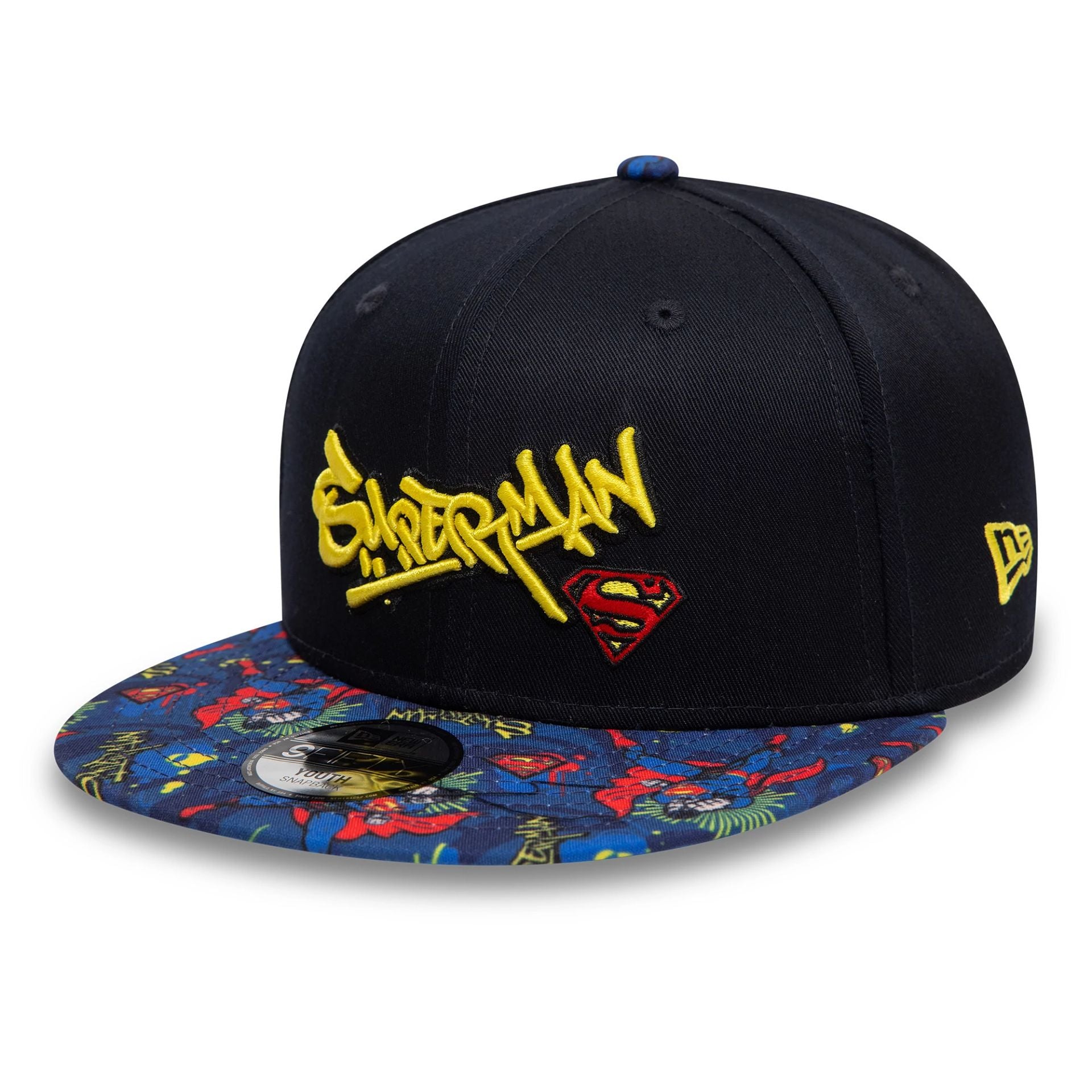 This is a Child DC Superman Navy 9FIFTY Snapback Adjustable Cap 1