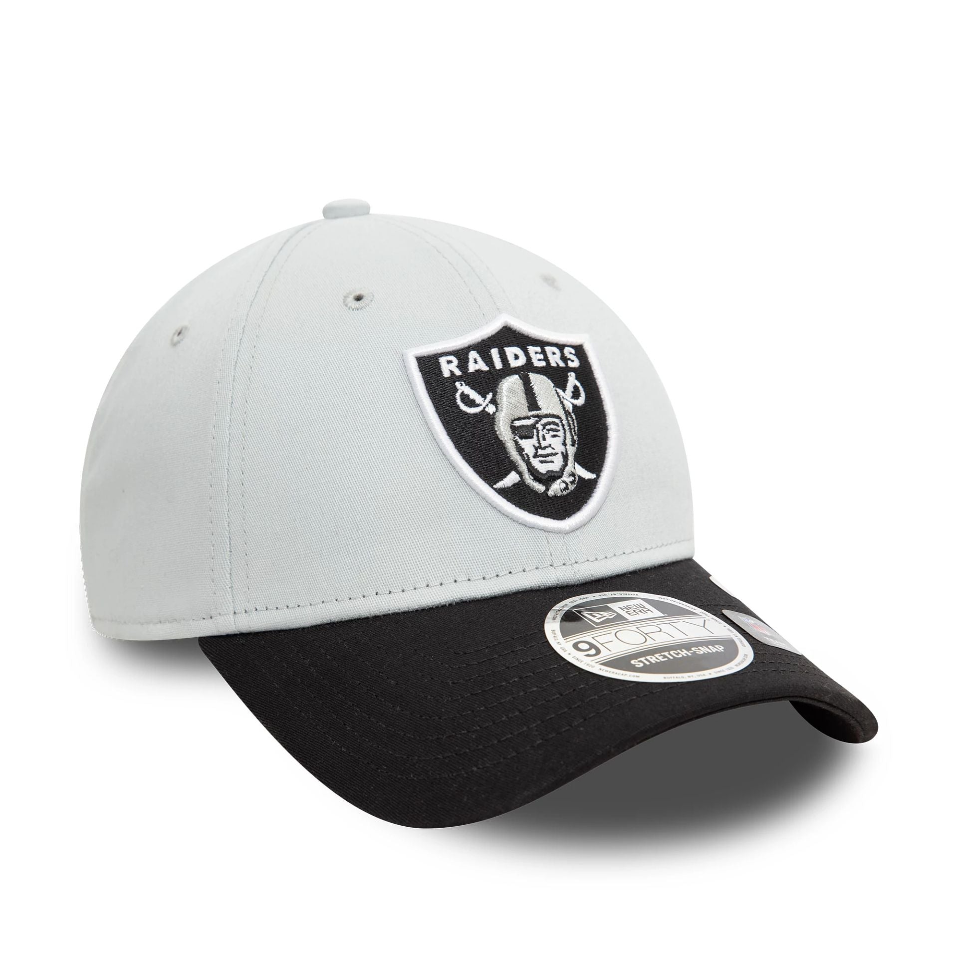 This is a Las Vegas Raiders NFL White 9FORTY Stretch Snap Adjustable Cap 3