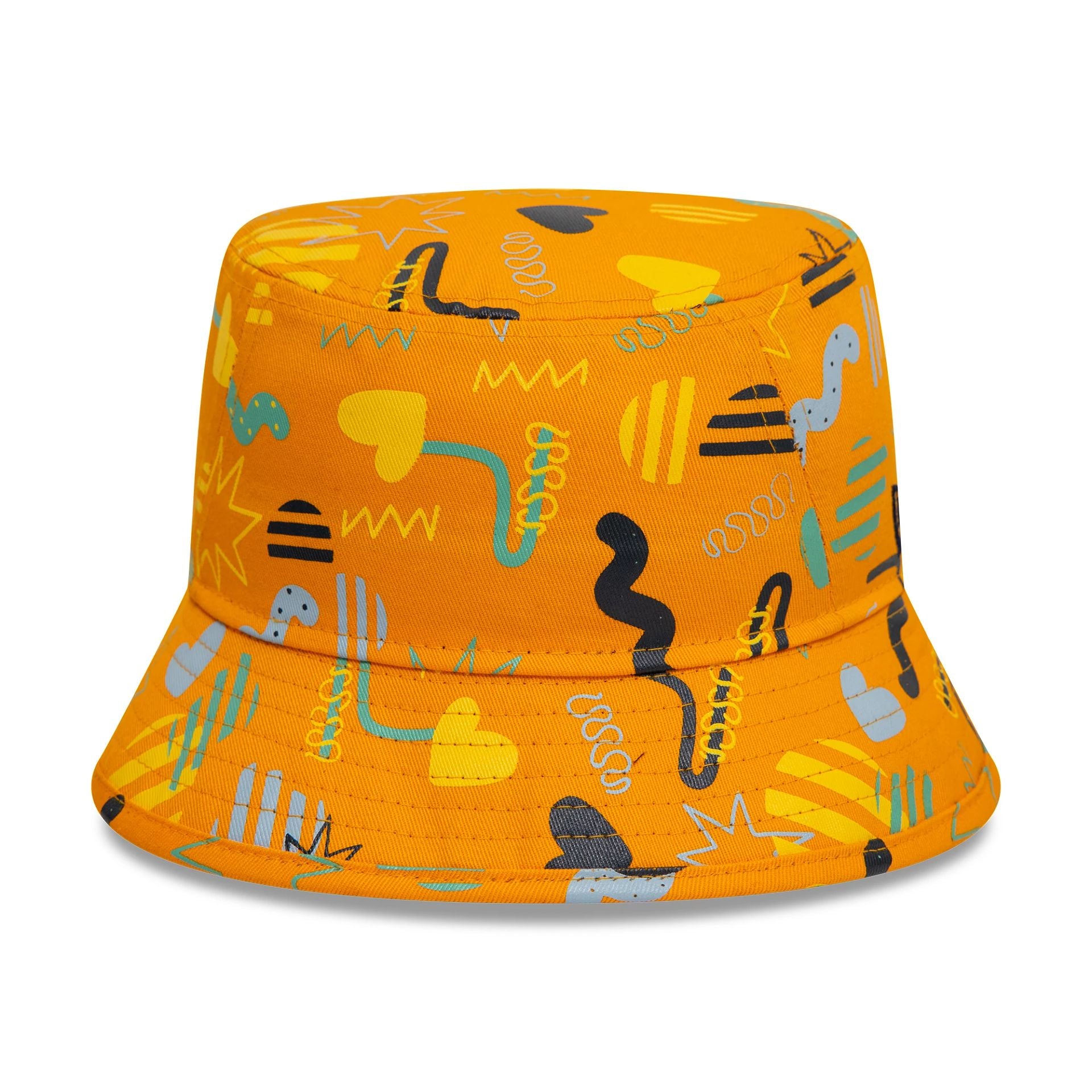 This is a Toddler New Era All Over Print Bright Orange Adventure Bucket Adjustable Hat 2