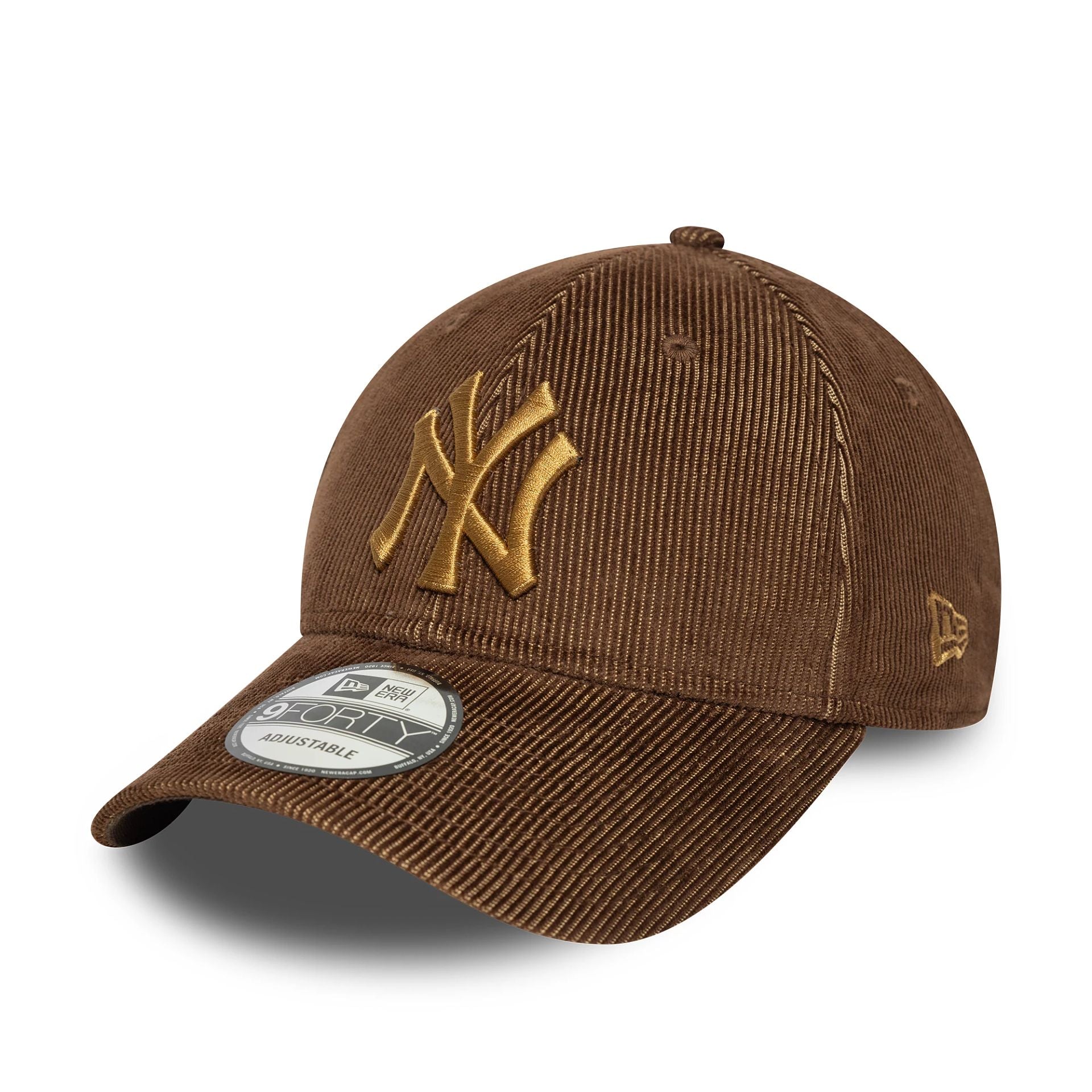 This is a New York Yankees Two Tone Cord Dark Brown 9FORTY Adjustable Cap 1