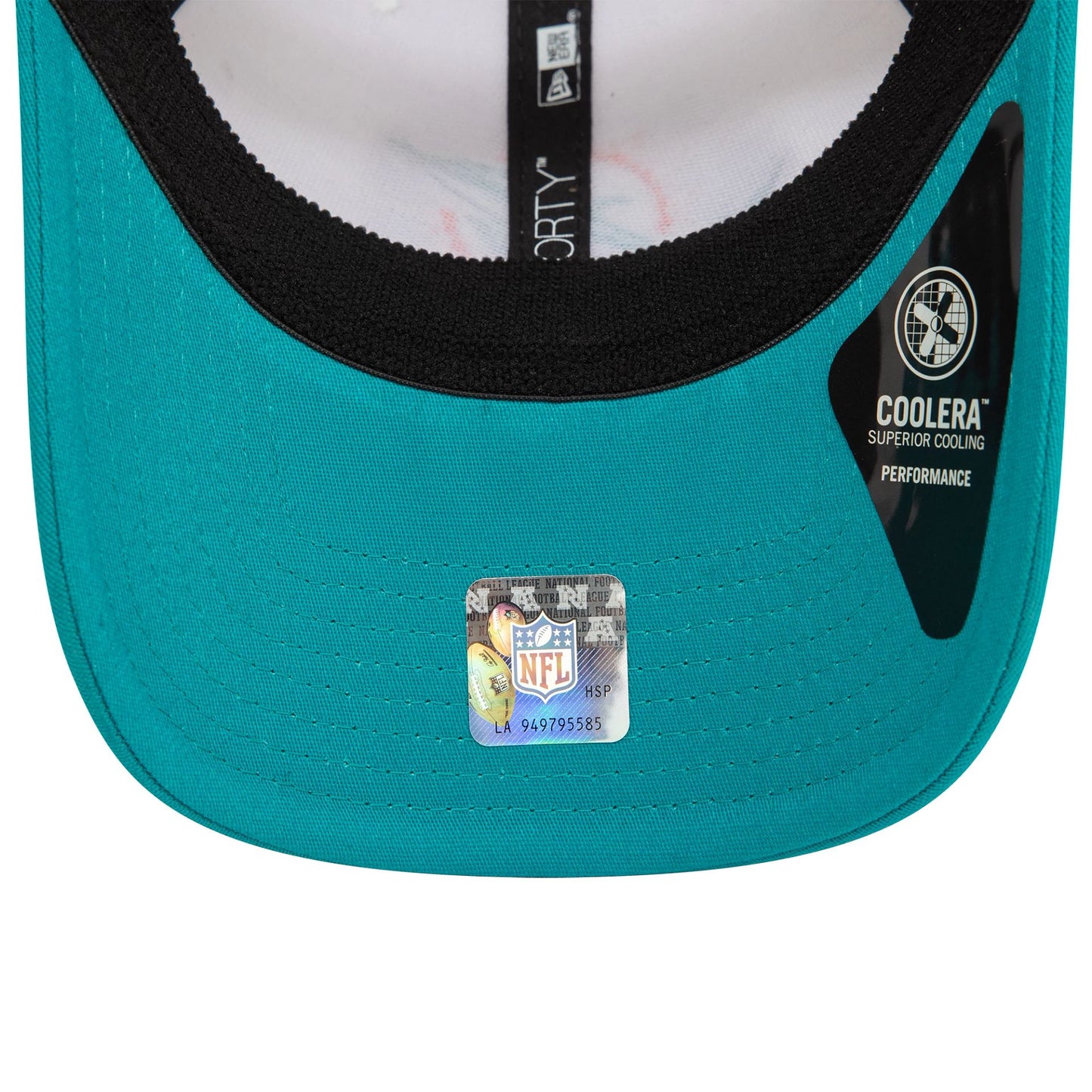 This is a Miami Dolphins NFL White 9FORTY Stretch Snap Adjustable Cap 5