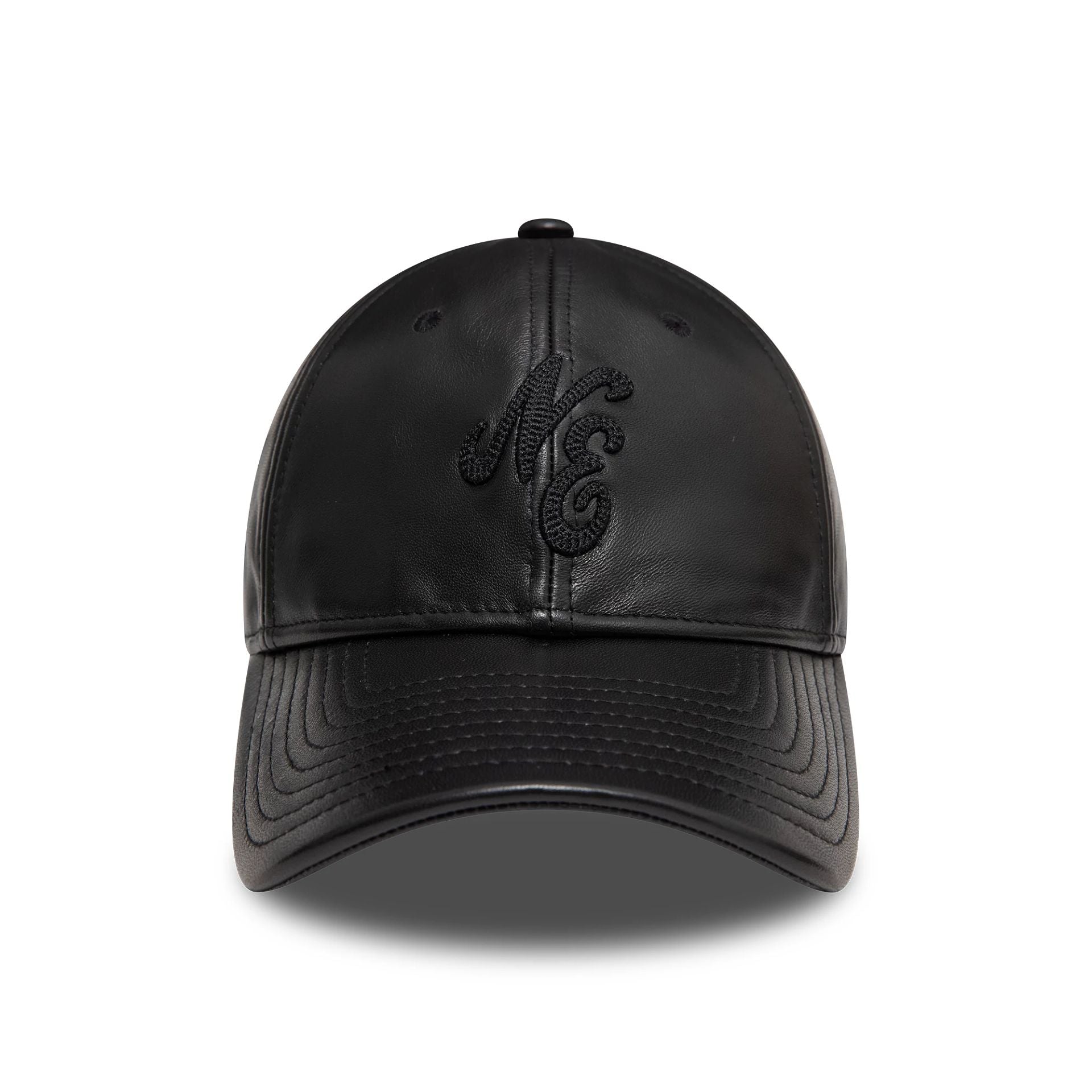 This is a New Era Image Leather Black 9TWENTY Adjustable Cap 2