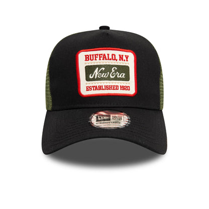 This is a New Era Patch Black 9FORTY A-Frame Trucker Adjustable Cap 2