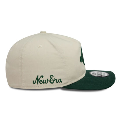 This is a New Era Precurved Unstructured Cream Golfer Adjustable Cap 4