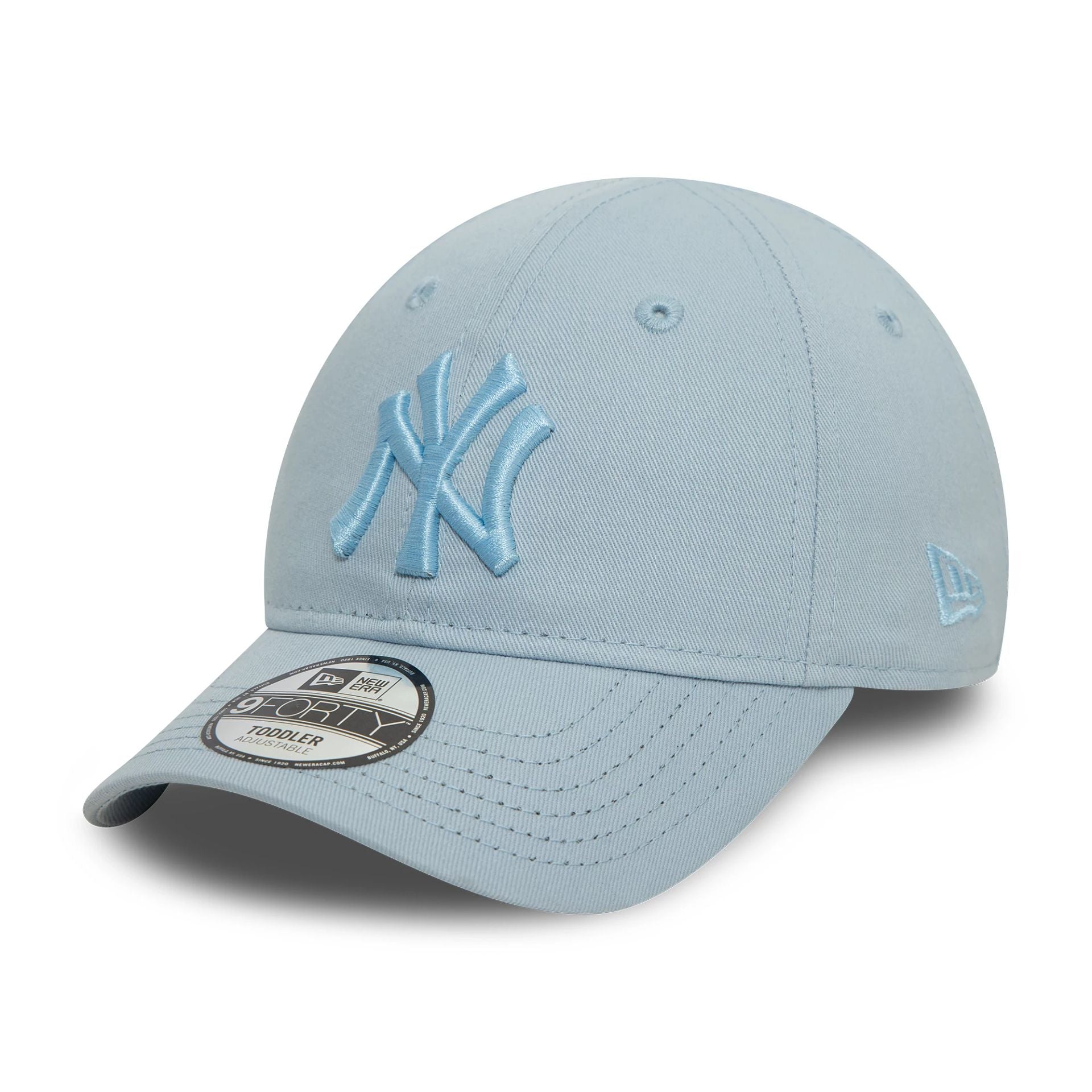 This is a New York Yankees Toddler League Essential Pastel Blue 9FORTY Adjustable Cap 1