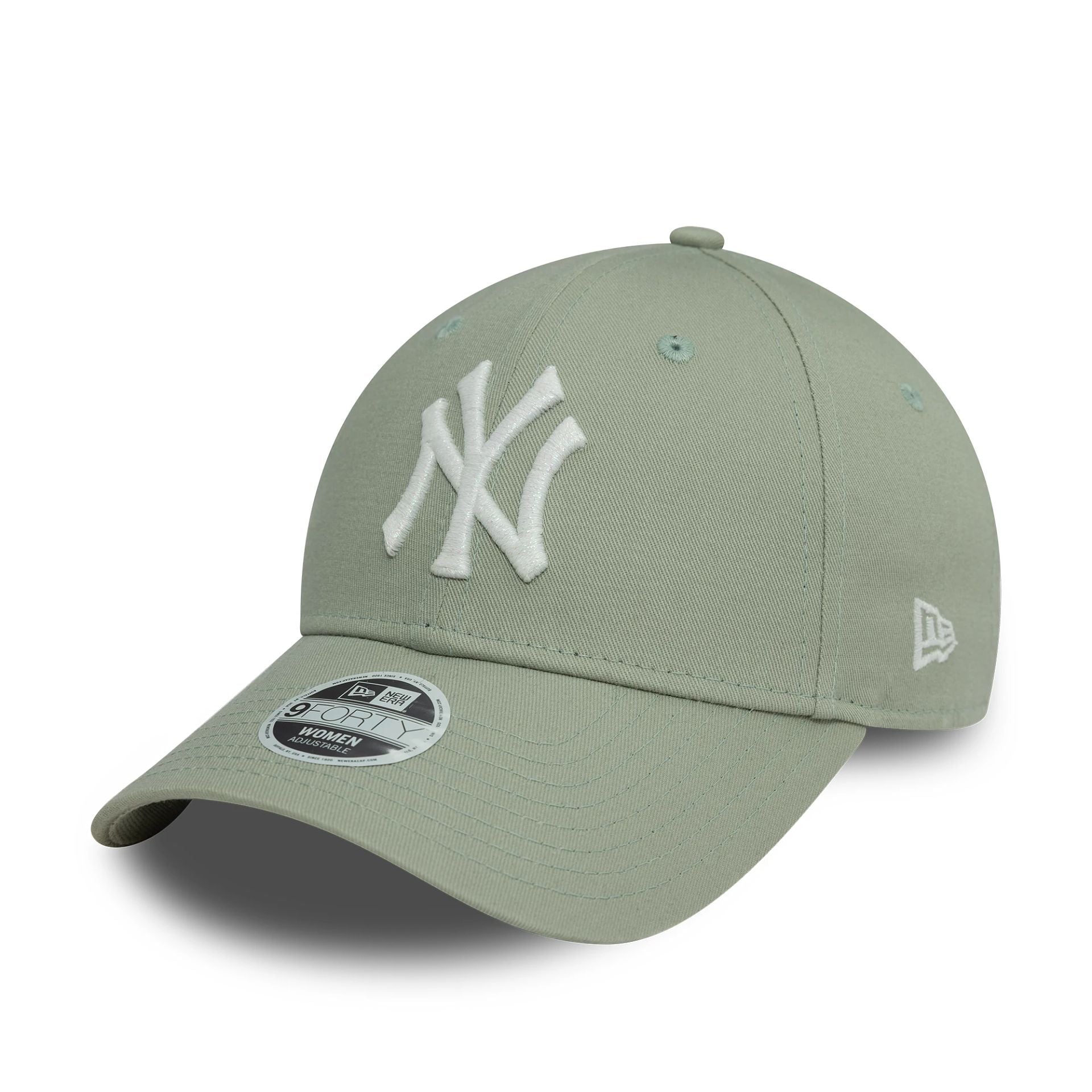 This is a New York Yankees Womens Metallic Pastel Green 9FORTY Adjustable Cap 1