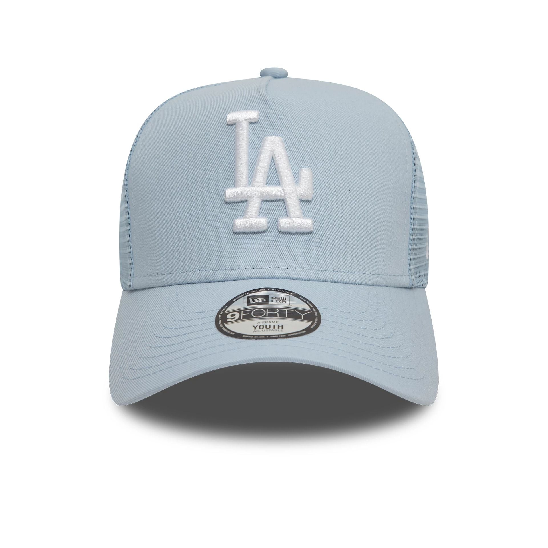 This is a LA Dodgers Child League Essential Pastel Blue 9FORTY A-Frame Trucker Adjustable Cap 2