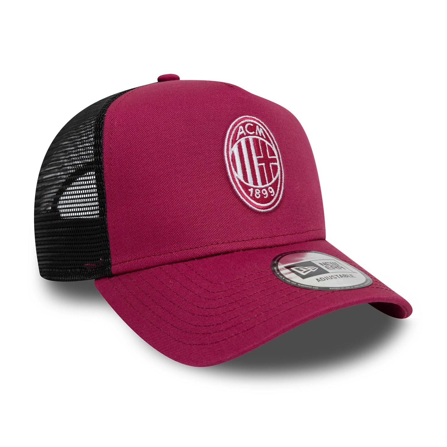 This is a AC Milan Seasonal Dark Red 9FORTY A-Frame Trucker Adjustable Cap 3