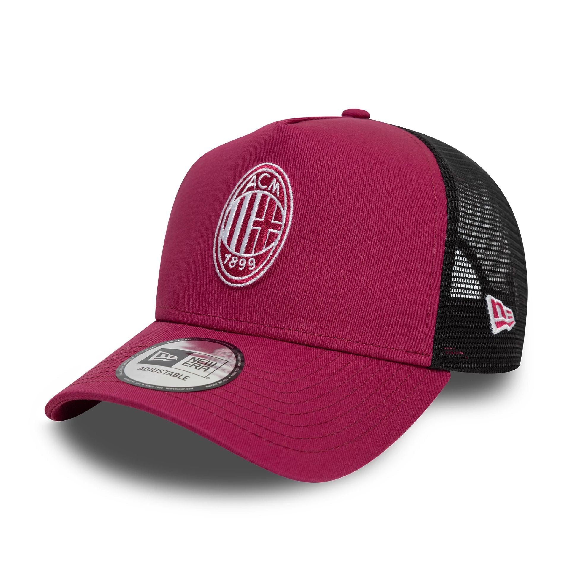 This is a AC Milan Seasonal Dark Red 9FORTY A-Frame Trucker Adjustable Cap 1