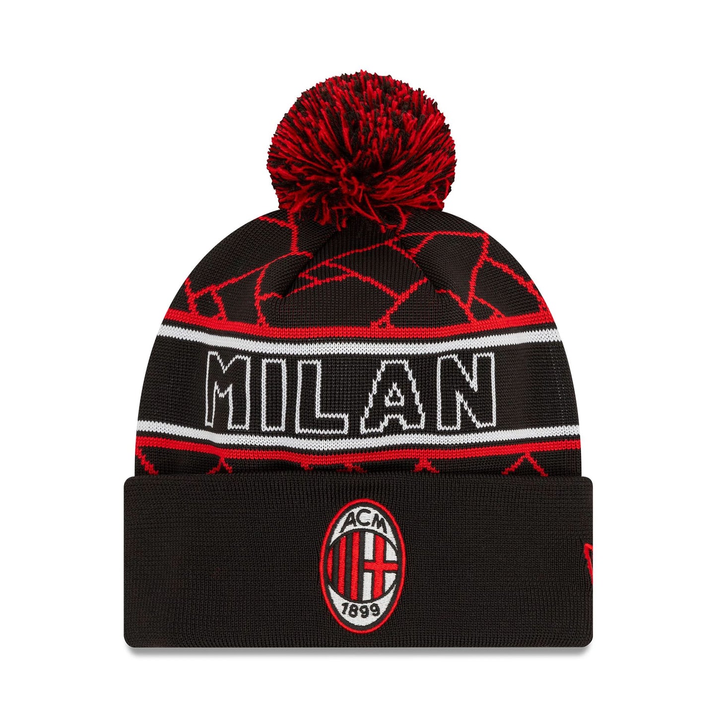 This is a AC Milan Spring Black Bobble Knit Beanie Hat 1