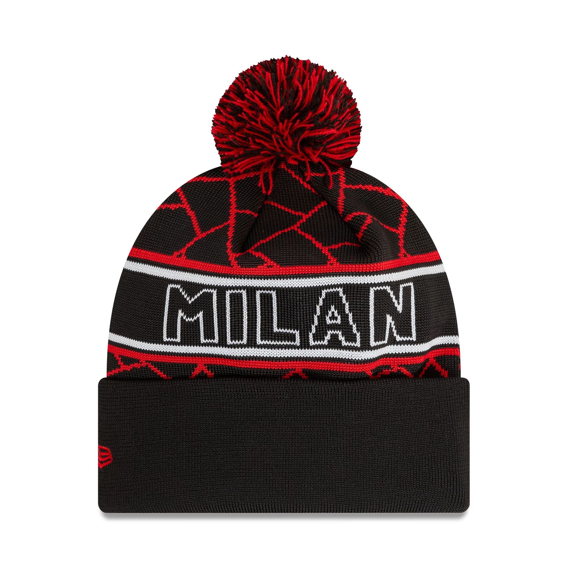 This is a AC Milan Spring Black Bobble Knit Beanie Hat 2