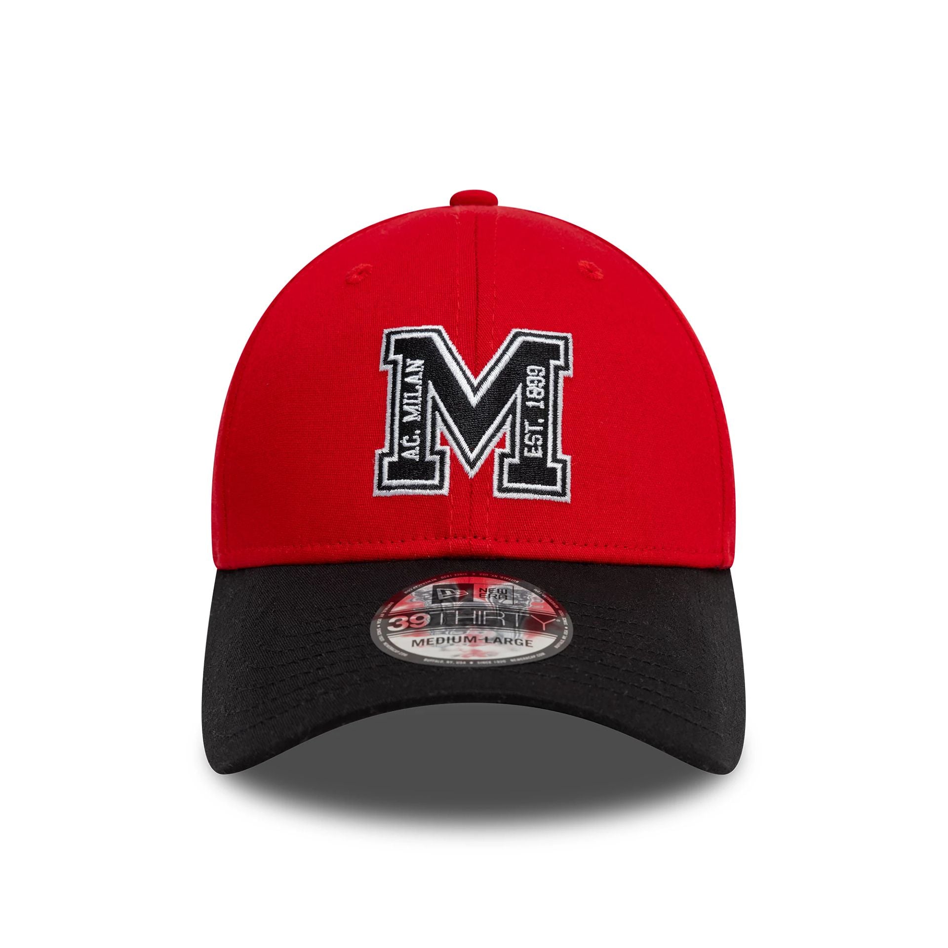 This is a AC Milan M Logo Red 39THIRTY Stretch Fit Cap 2