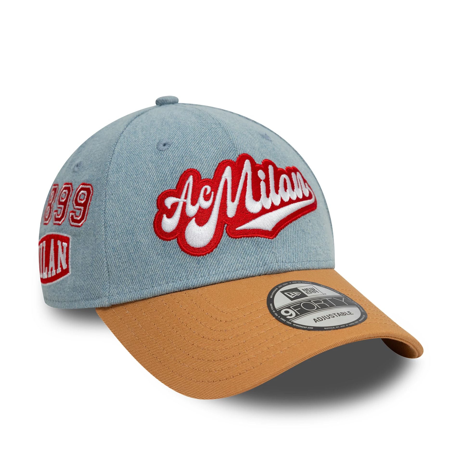 This is a AC Milan Washed Denim Pastel Blue 9FORTY Adjustable Cap 1