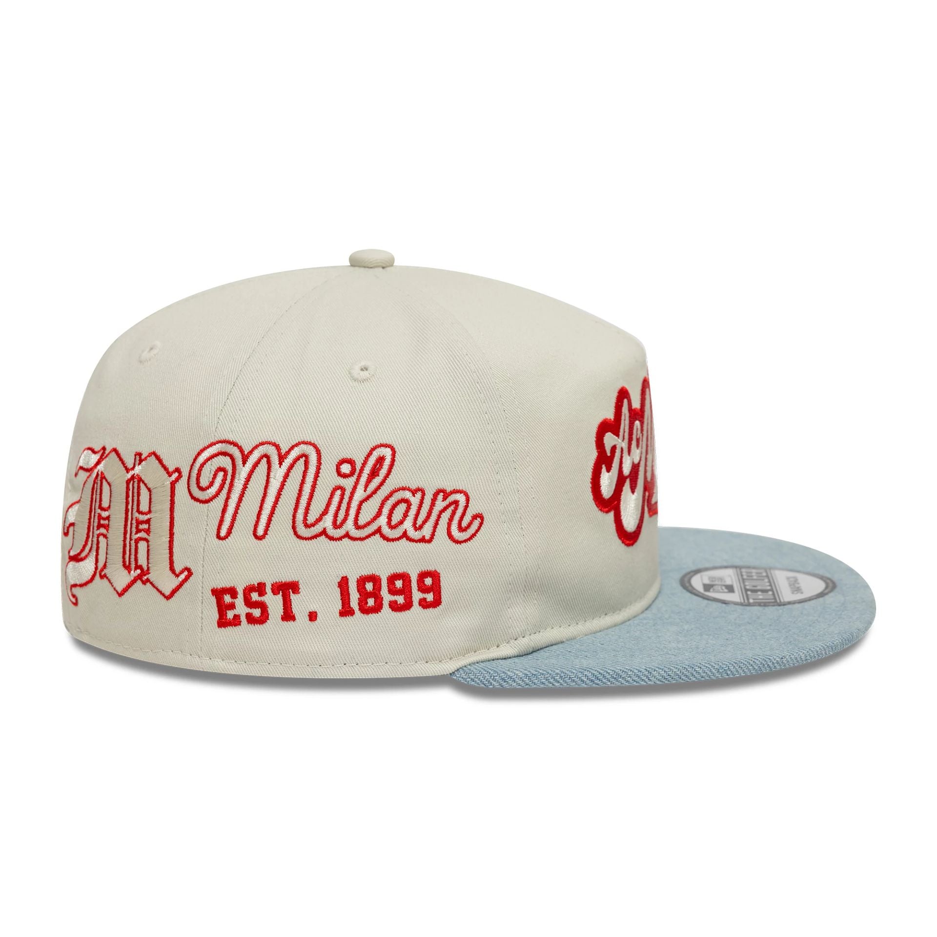 This is a AC Milan Denim Golfer Cream Golfer Adjustable Cap 2