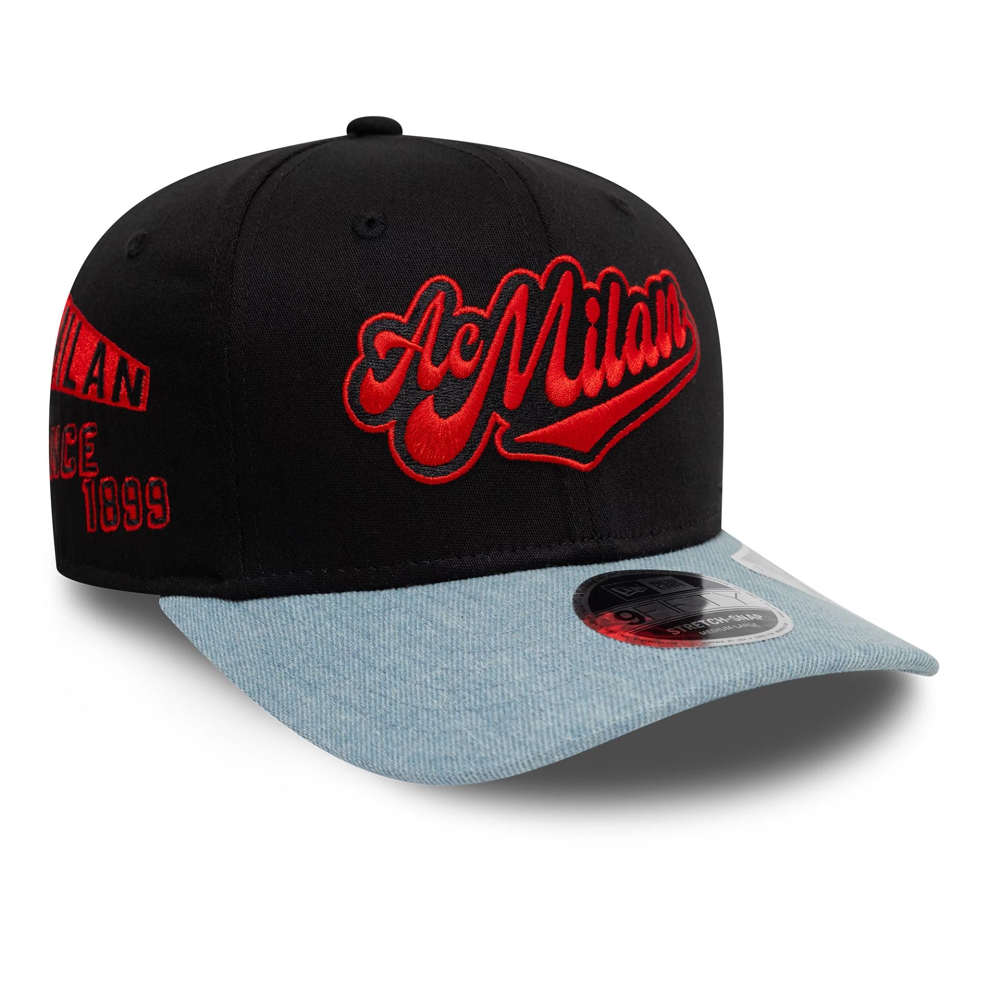 This is a AC Milan Denim Fifty Black 9FIFTY Stretch Snap Snapback Adjustable Cap 1