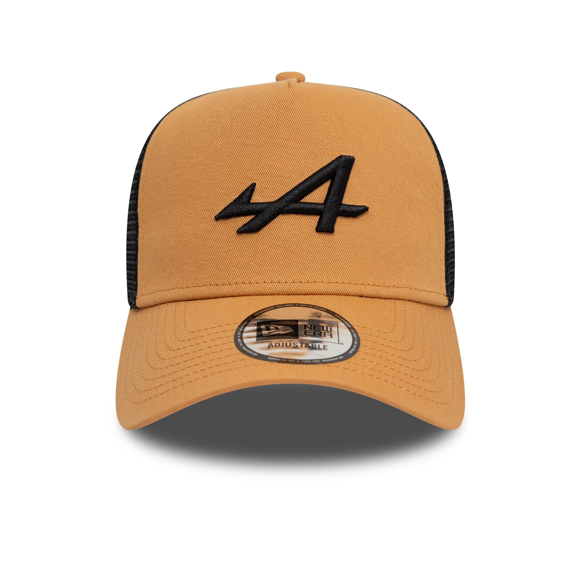 This is a Alpine Racing Seasonal Dark Beige 9FORTY A-Frame Trucker Adjustable Cap 2