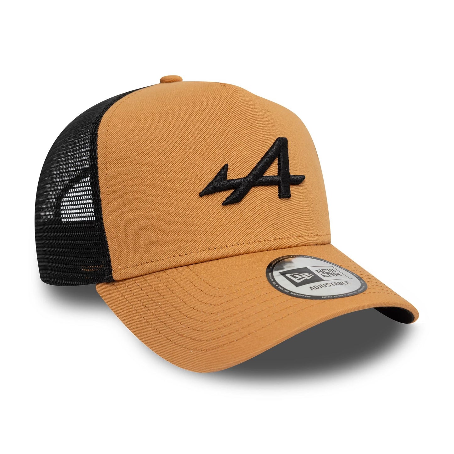 This is a Alpine Racing Seasonal Dark Beige 9FORTY A-Frame Trucker Adjustable Cap 3