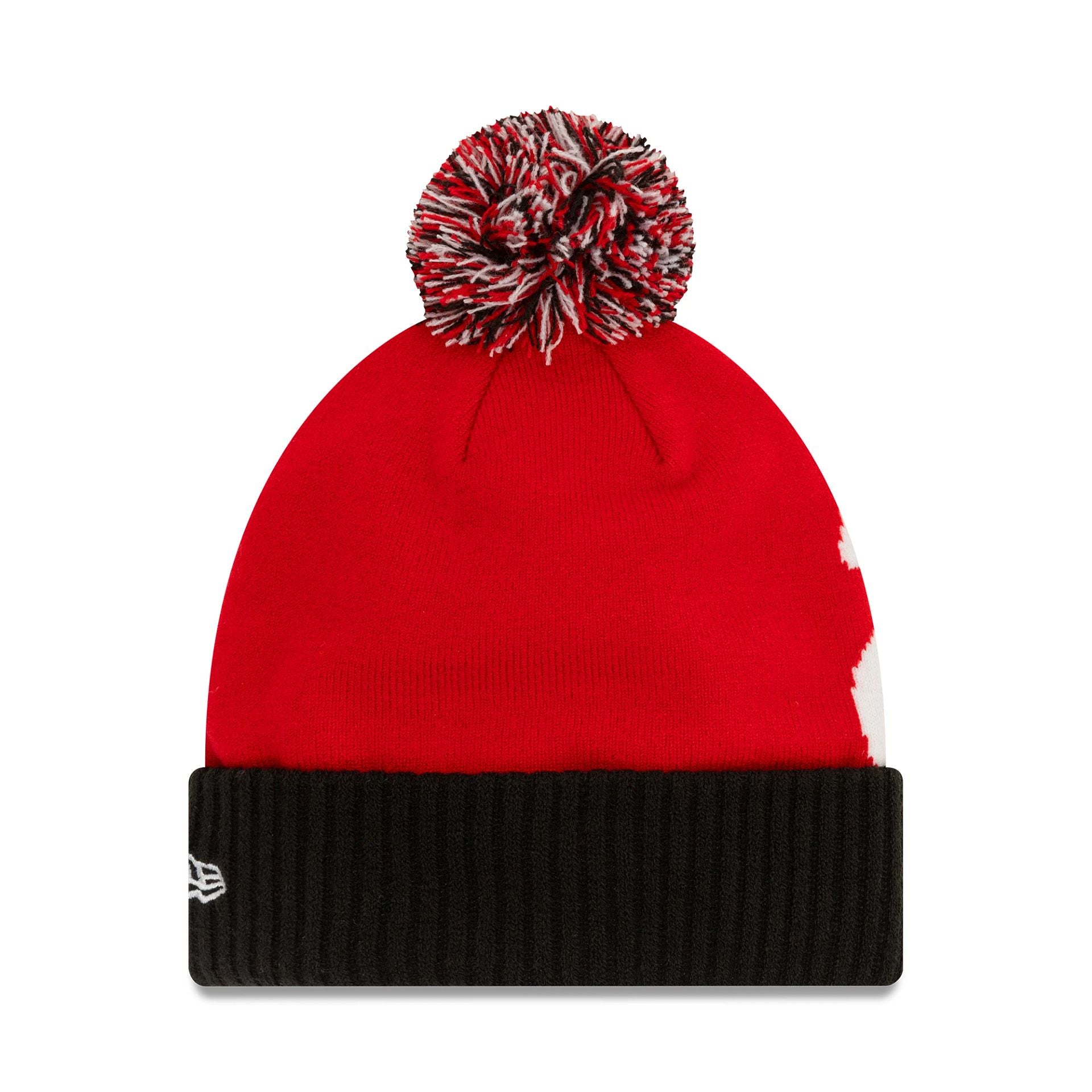 This is a Aprilia Jacquard Red Bobble Knit Beanie Hat 2