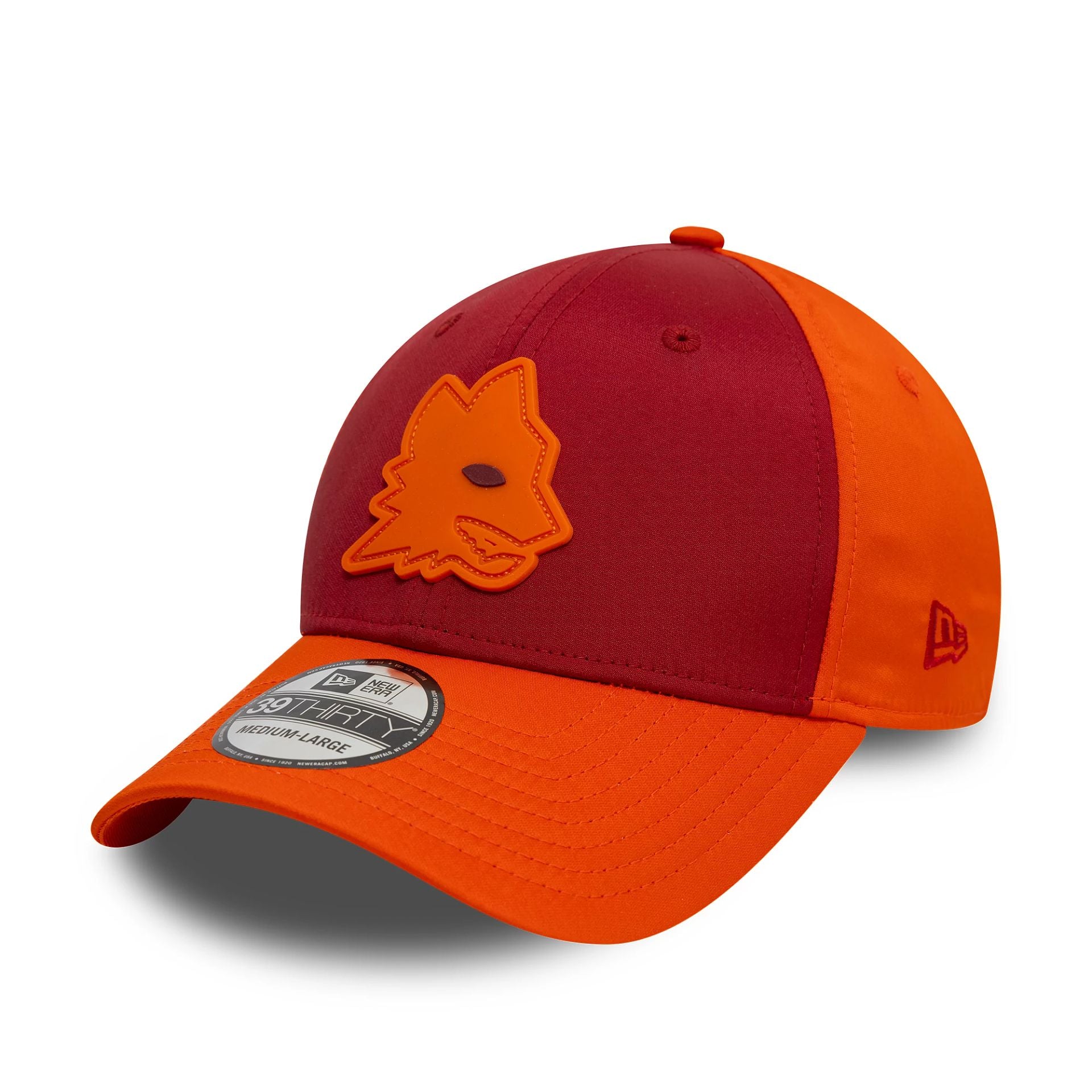 This is a AS Roma Rubber Wolf Orange 39THIRTY Stretch Fit Cap 1