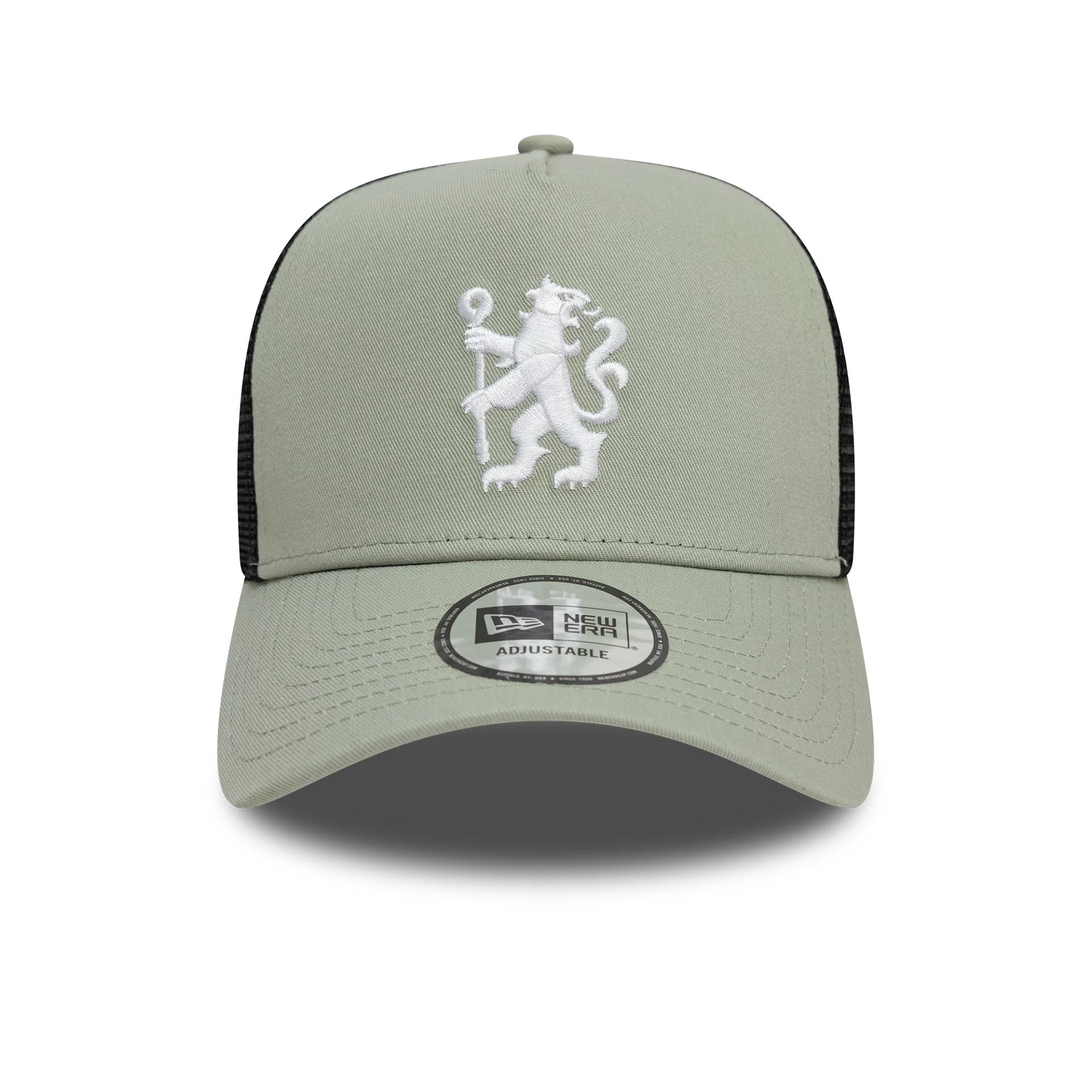 This is a Chelsea FC Lion Crest Seasonal Pop Pastel Green 9FORTY A-Frame Trucker Adjustable Cap 2