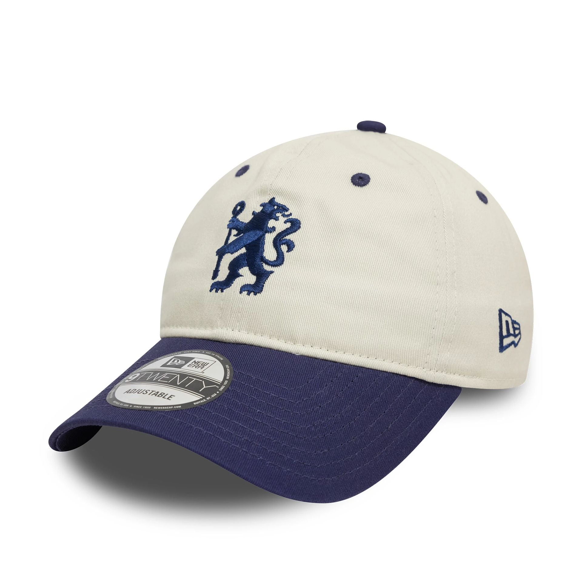 This is a Chelsea FC Lion Crest Contrast Visor White 9TWENTY Adjustable Cap 1