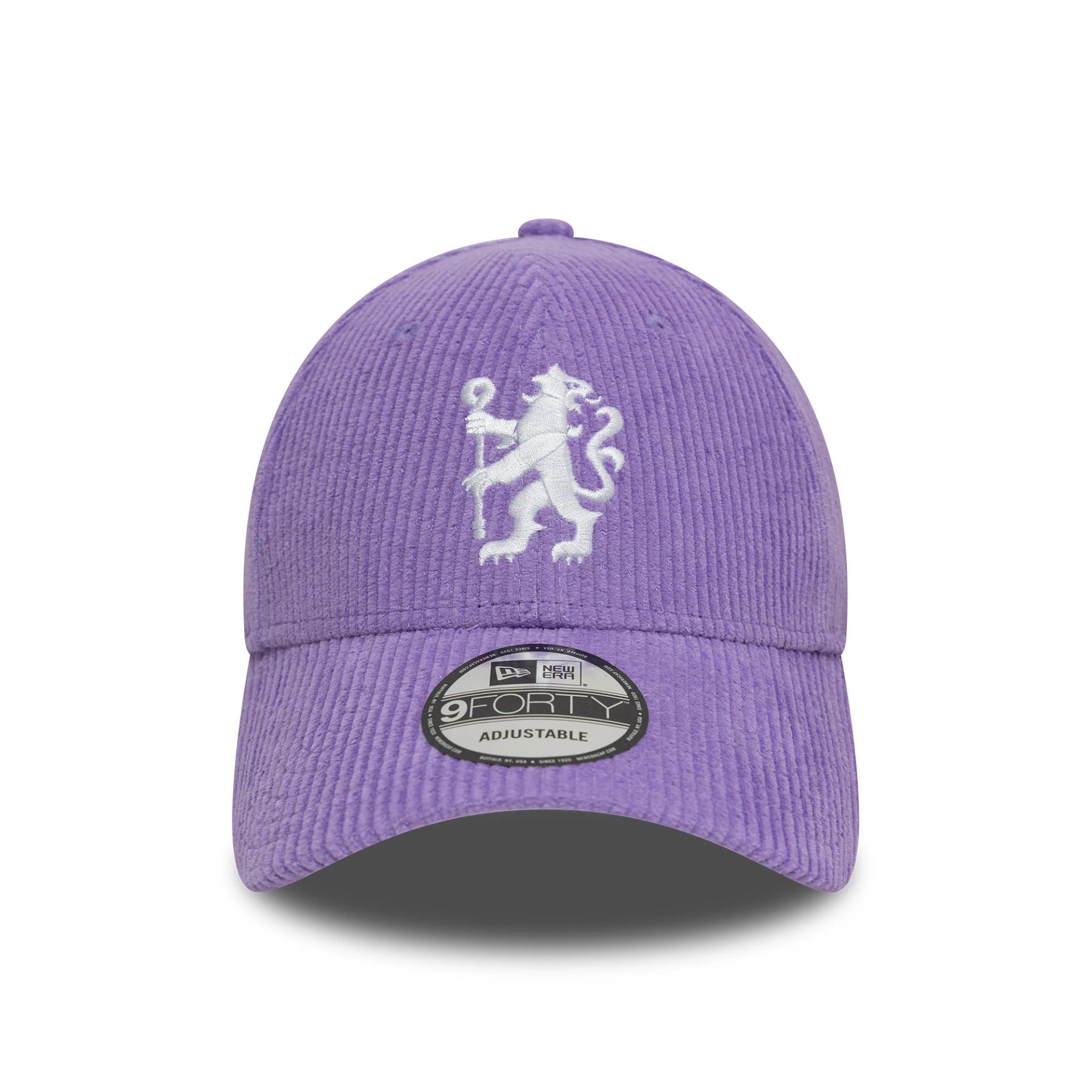 This is a Chelsea FC Lion Crest Camo Cord Pastel Purple 9FORTY Adjustable Cap 2