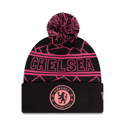 This is a Chelsea FC Lion Crest Black Sport Knit Beanie Hat 1