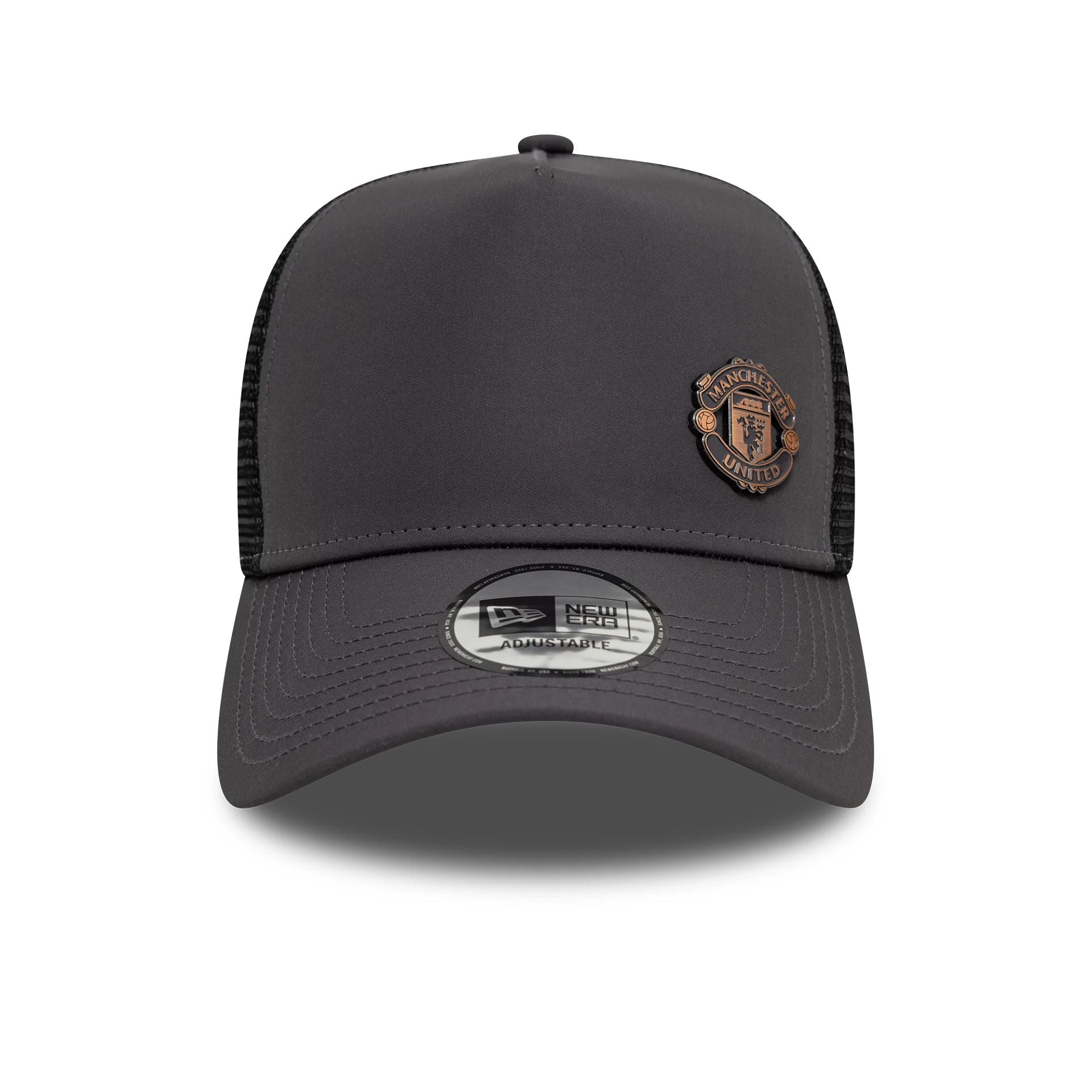 This is a Manchester United FC Bronze Dark Grey 9FORTY A-Frame Trucker Adjustable Cap 2