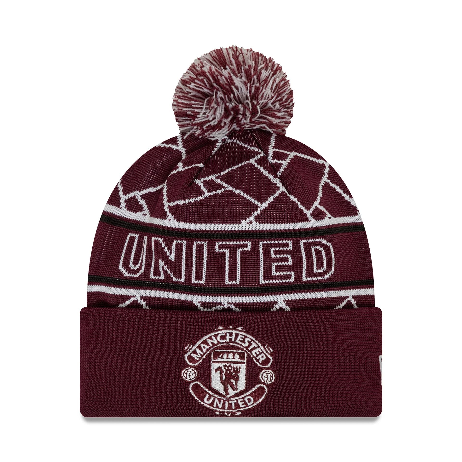 This is a Manchester United FC Dark Red Sport Knit Beanie Hat 1