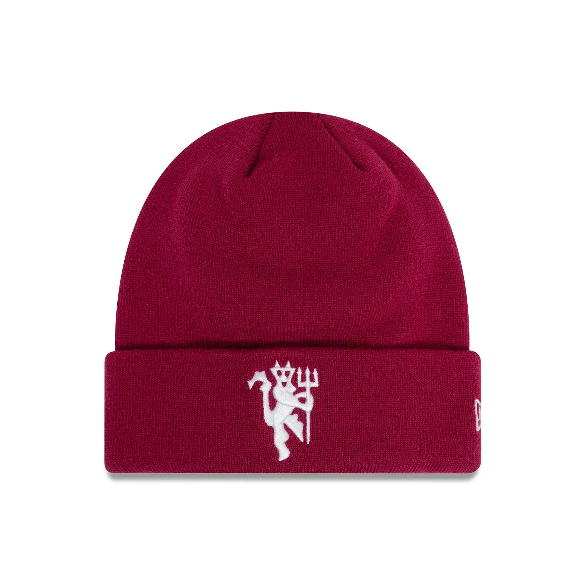 This is a Manchester United FC Seasonal Dark Red Cuff Knit Beanie Hat 1