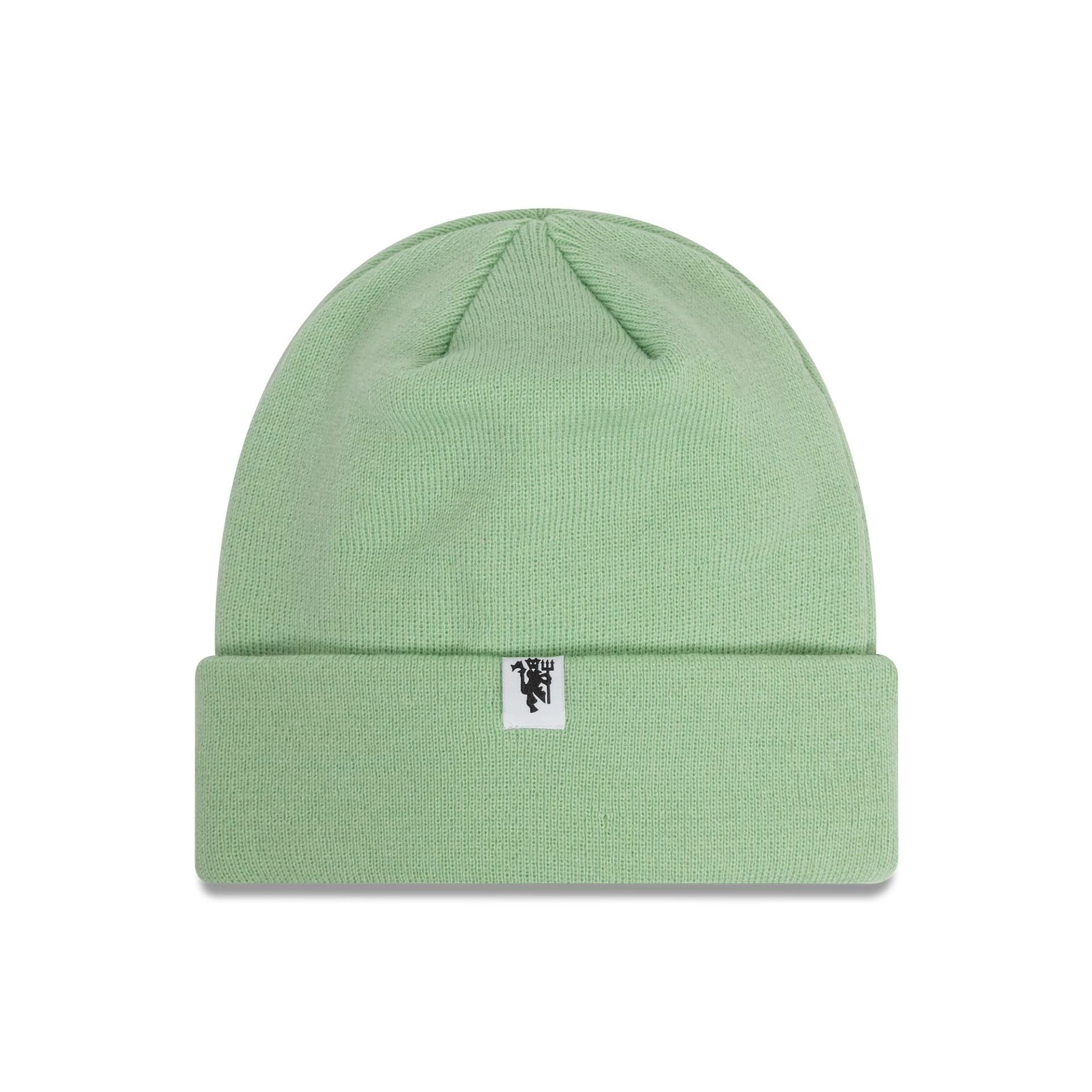 This is a Manchester United FC Womens Seasonal Pastel Green Cuff Knit Beanie Hat 2