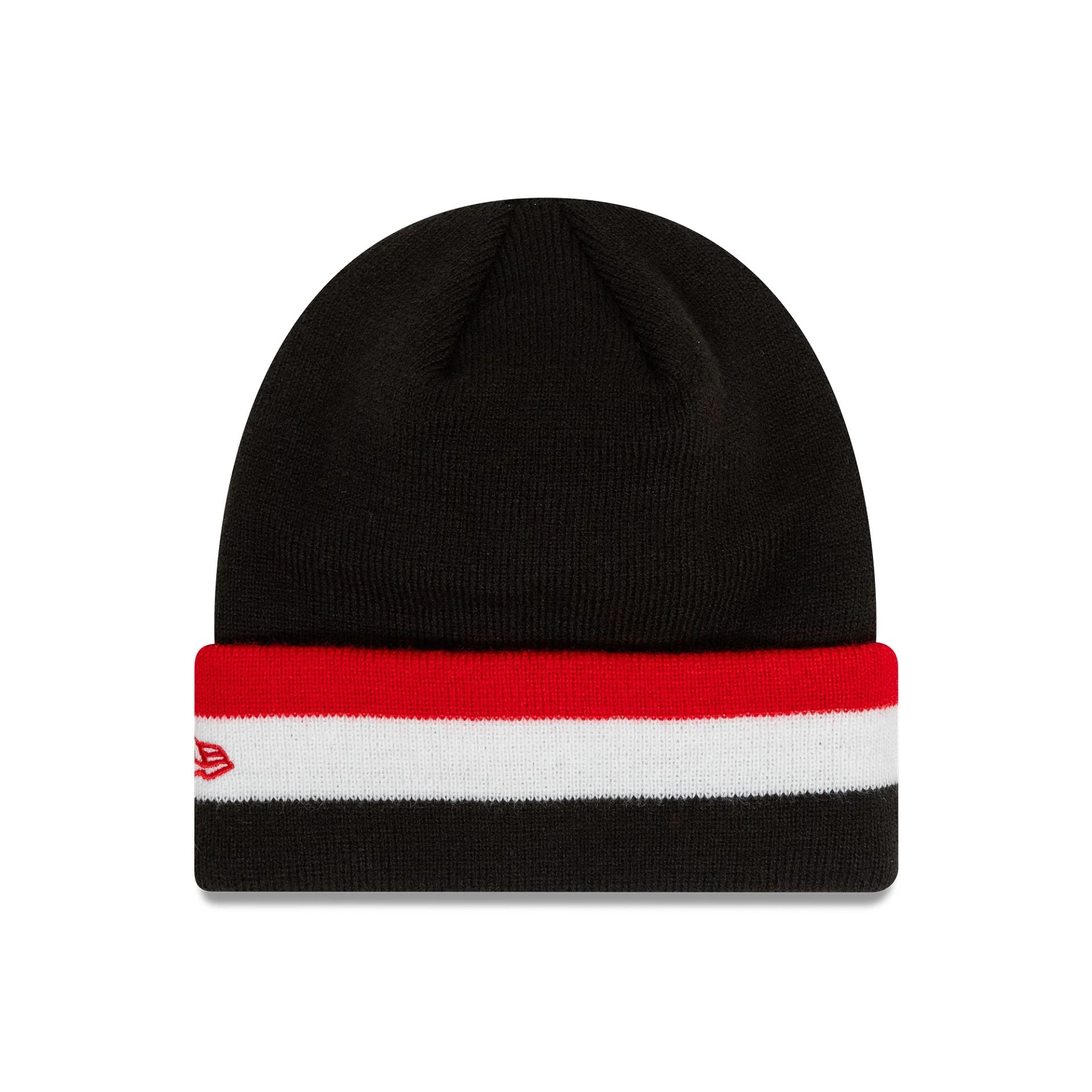 This is a Manchester United FC MUFC Flag Youth Black Cuff Knit Beanie Hat 2