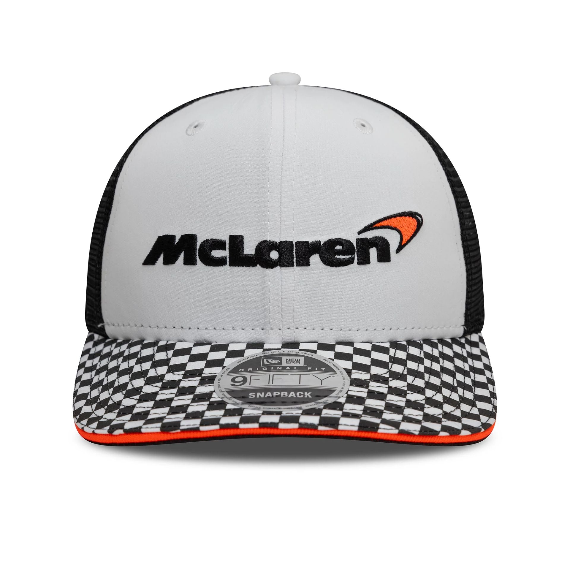 This is a McLaren Racing Checkered Visor White 9FIFTY Original Fit Snapback Adjustable Cap 2