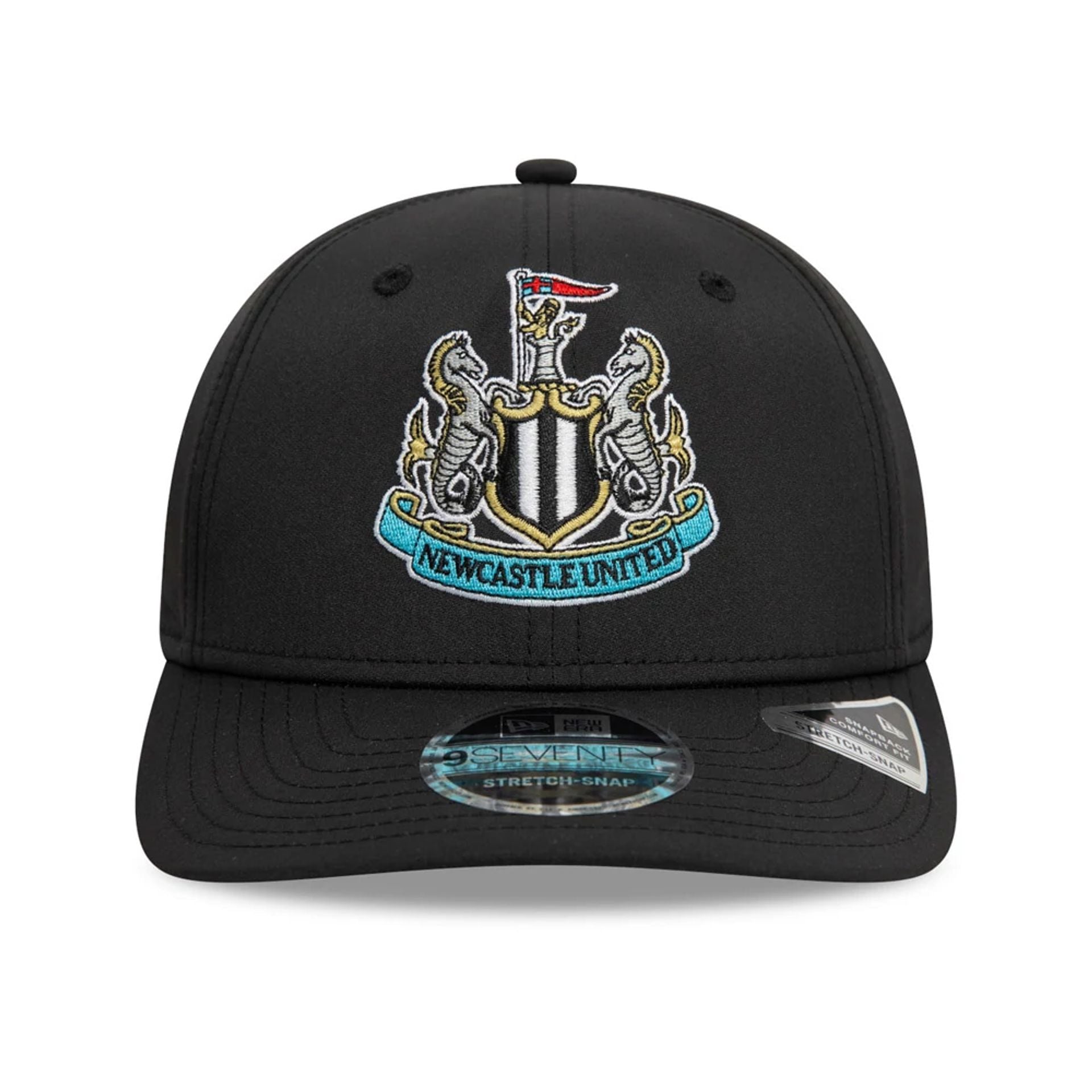 This is a Newcastle United FC Core Black 9SEVENTY Stretch Snap Adjustable Cap 2