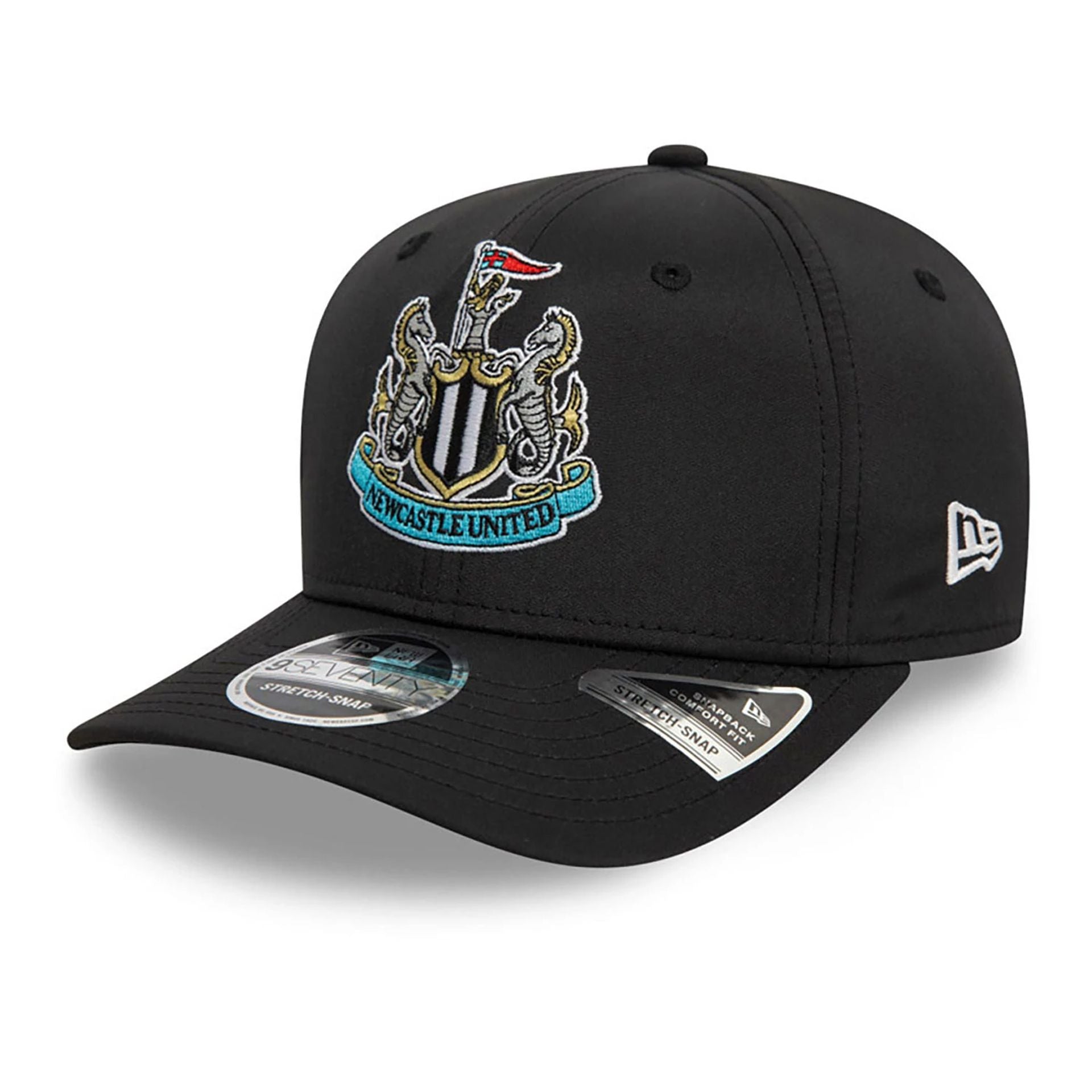 This is a Newcastle United FC Core Black 9SEVENTY Stretch Snap Adjustable Cap 1