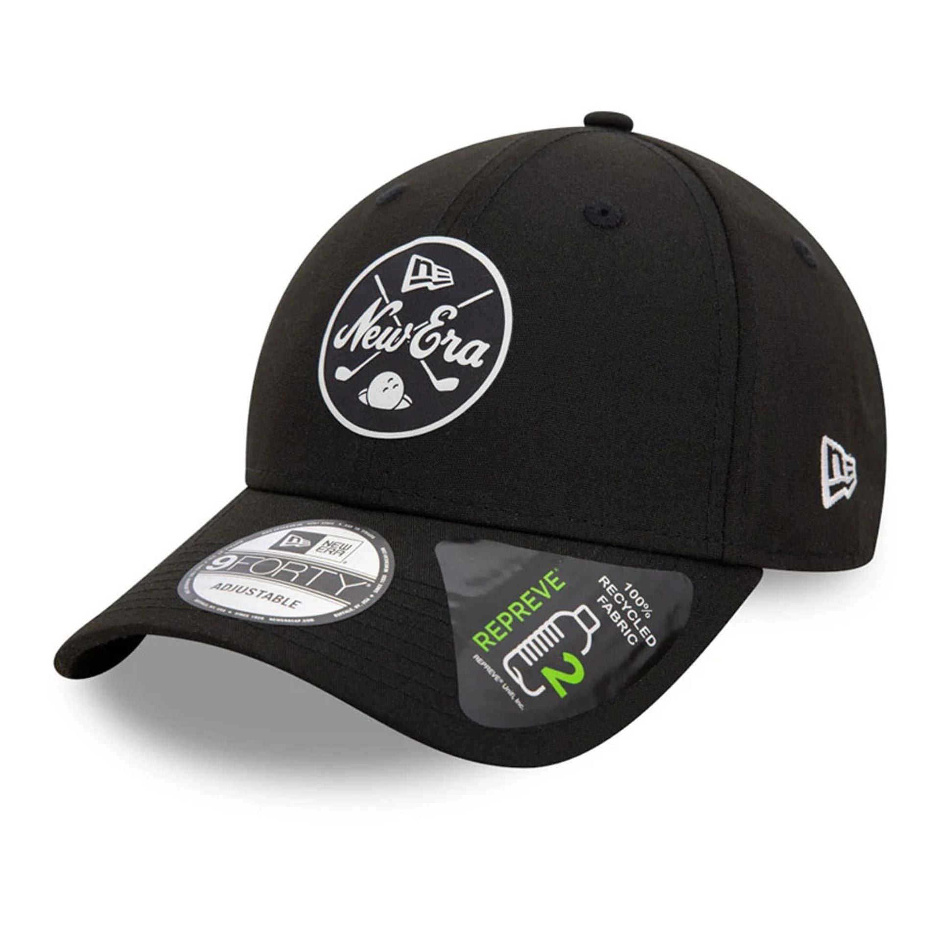 This is a Repreve® New Era Mono Black 9FORTY Adjustable Cap 1