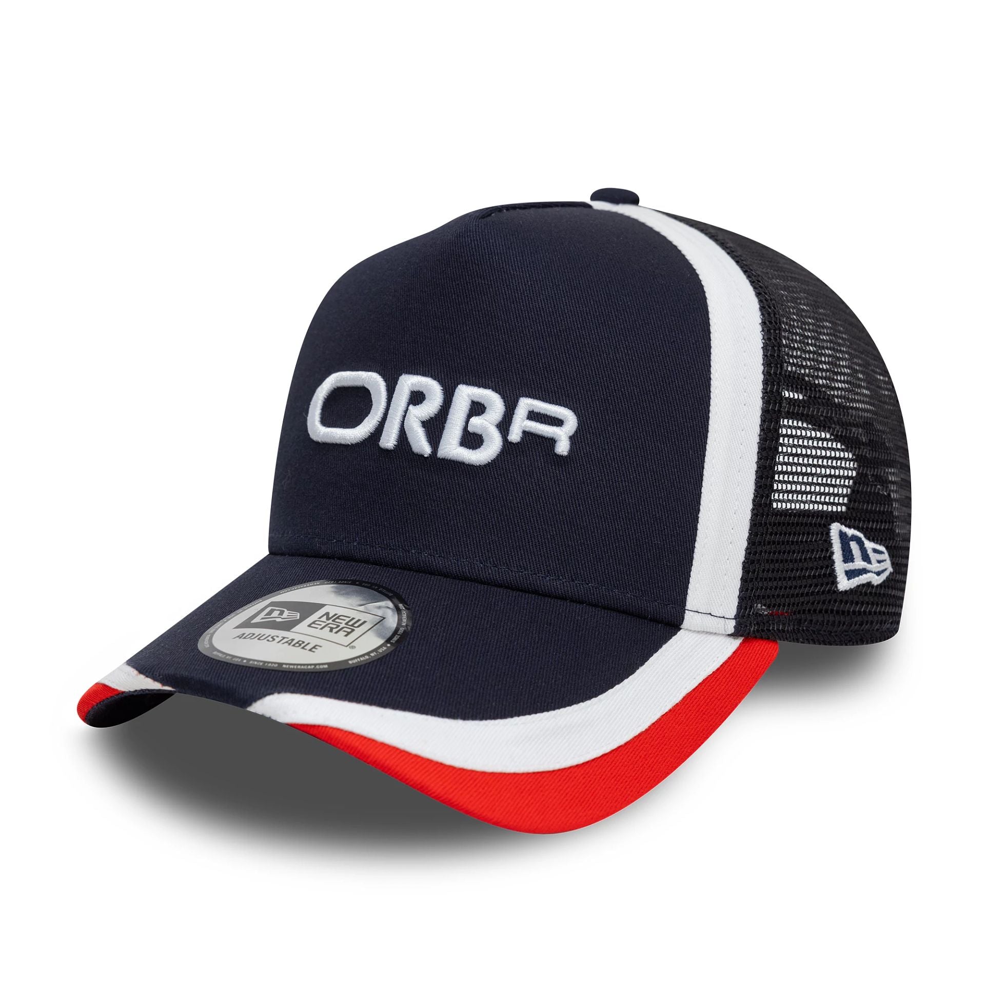 This is a Red Bull Racing Retro Dark Blue 9FORTY A-Frame Trucker Adjustable Cap 1