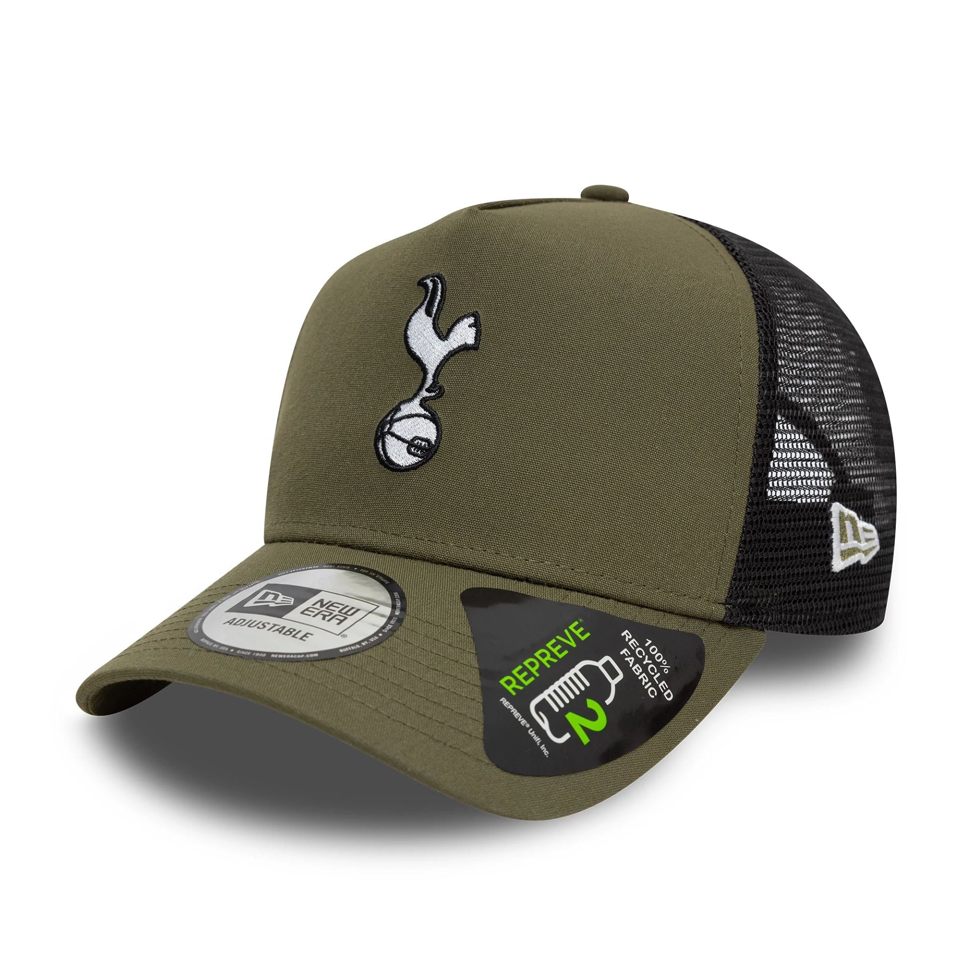 This is a Tottenham Hotspur FC Seasonal Green 9FORTY A-Frame Trucker Adjustable Cap 1