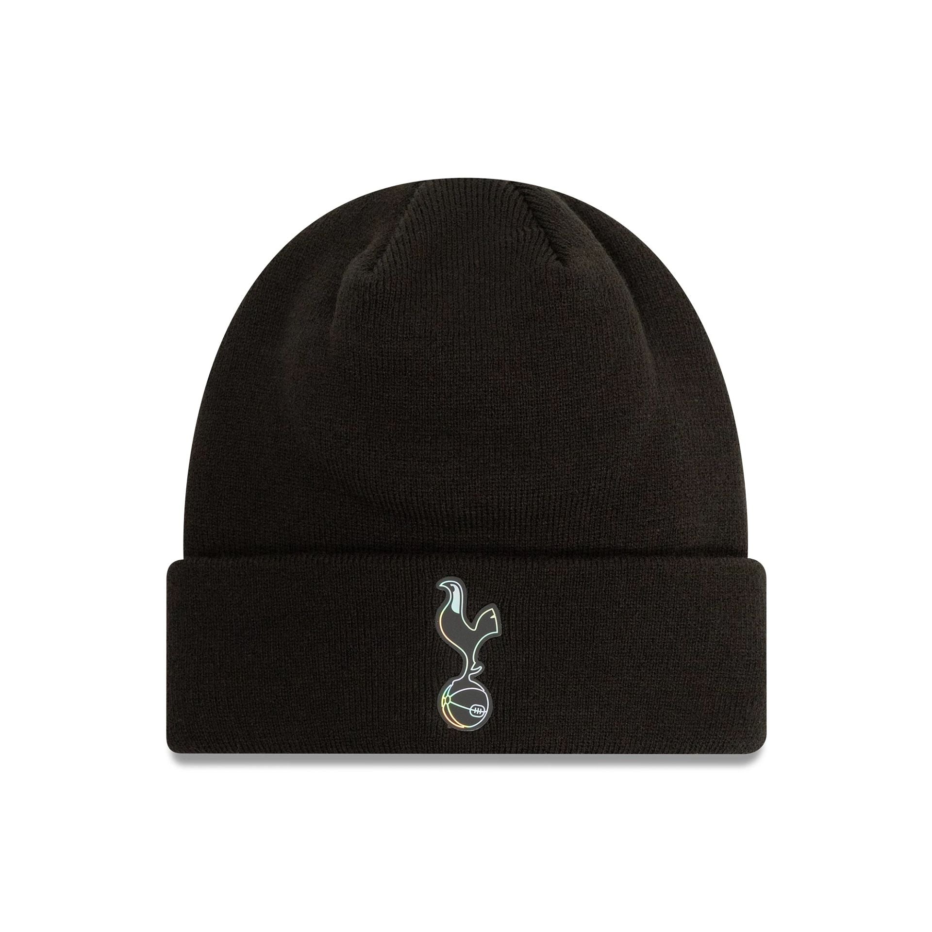 This is a Tottenham Hotspur FC Iridescent Black Cuff Knit Beanie Hat 1