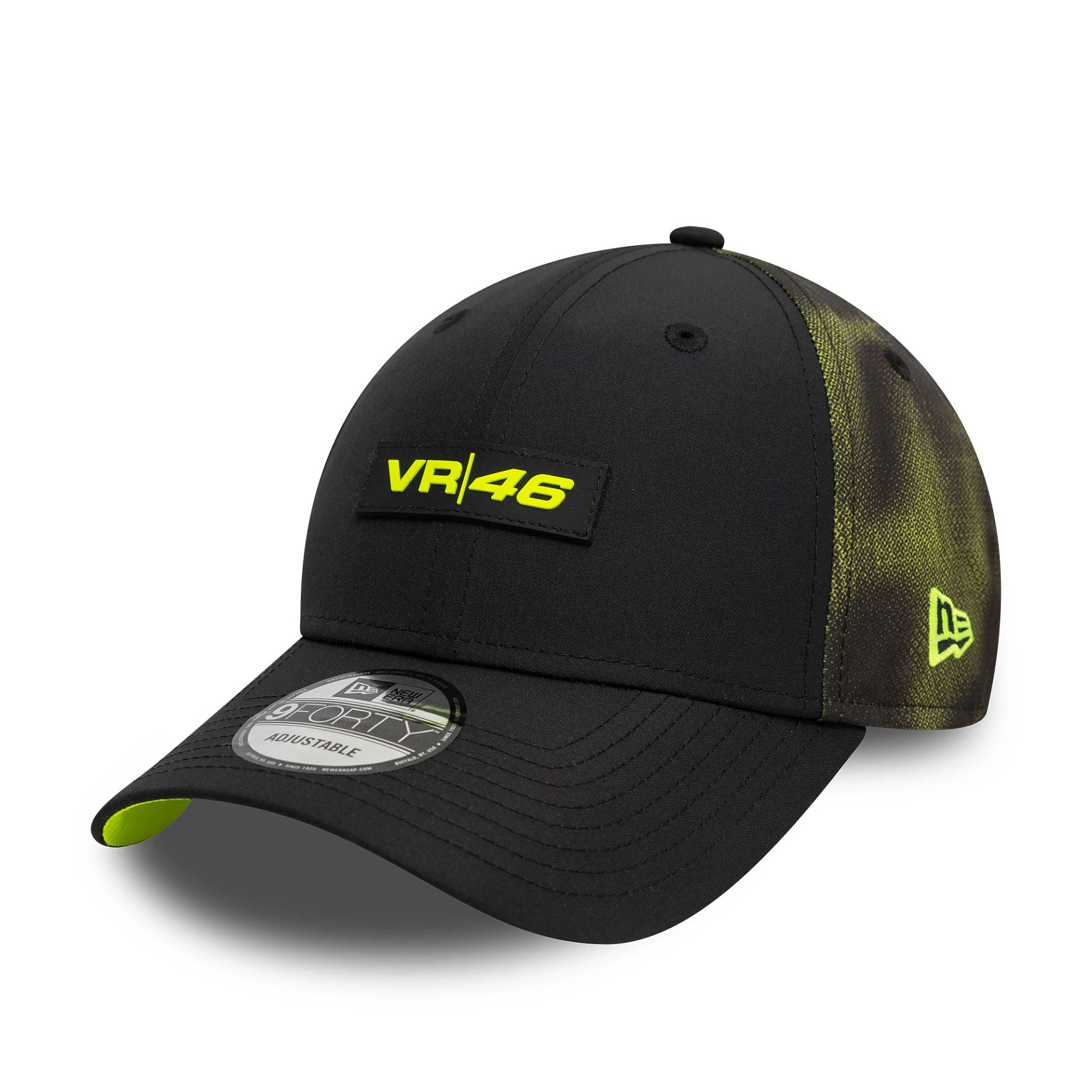 This is a VR46 Halftone Sublimation Black 9FORTY Adjustable Cap 1