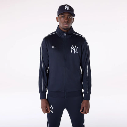 The Male model is wearing New York Yankees MLB Track Top Navy Track Jacket 1