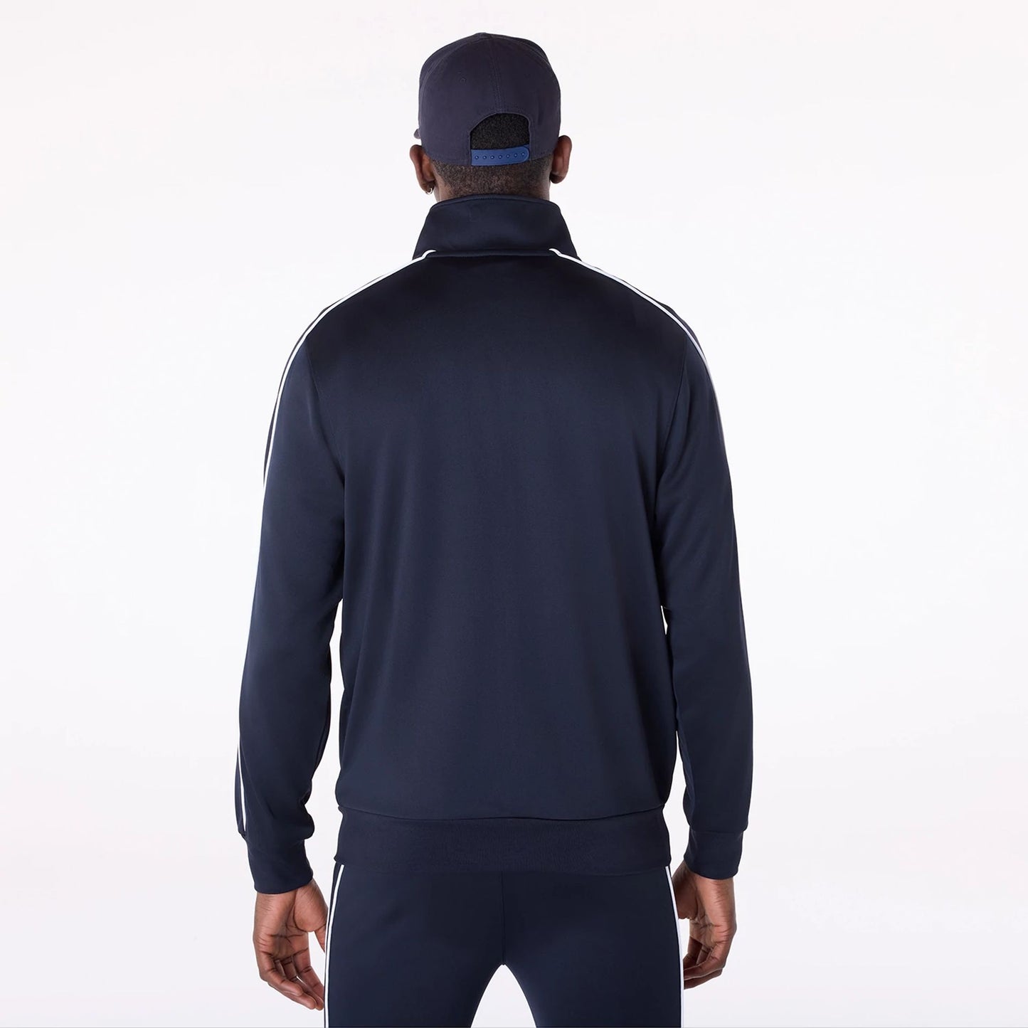 The Male model is wearing New York Yankees MLB Poly Track Set Navy Track Suit 3