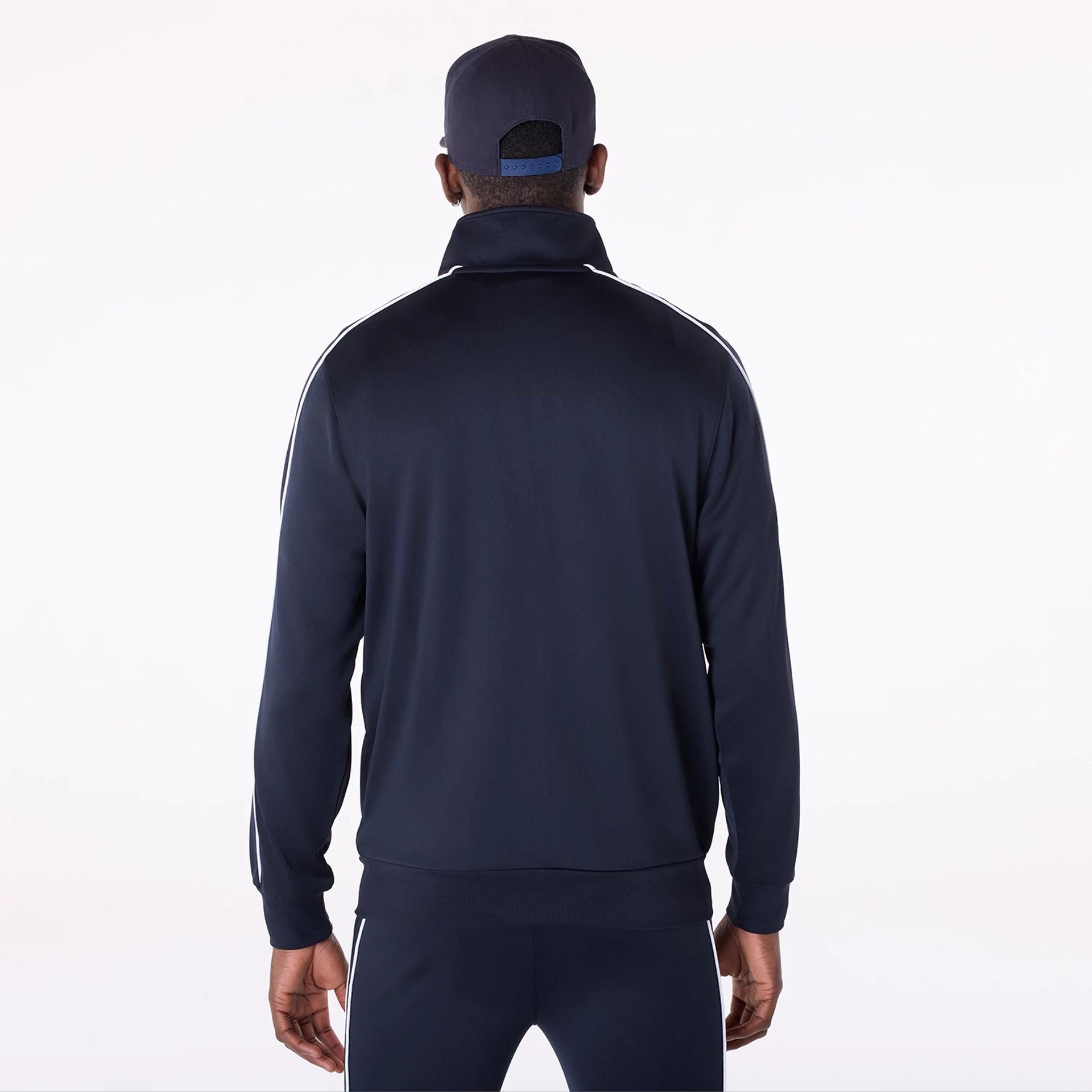 The Male model is wearing New York Yankees MLB Track Top Navy Track Jacket 2