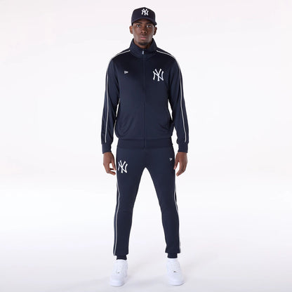 The Male model is wearing New York Yankees MLB Track Top Navy Track Jacket 8