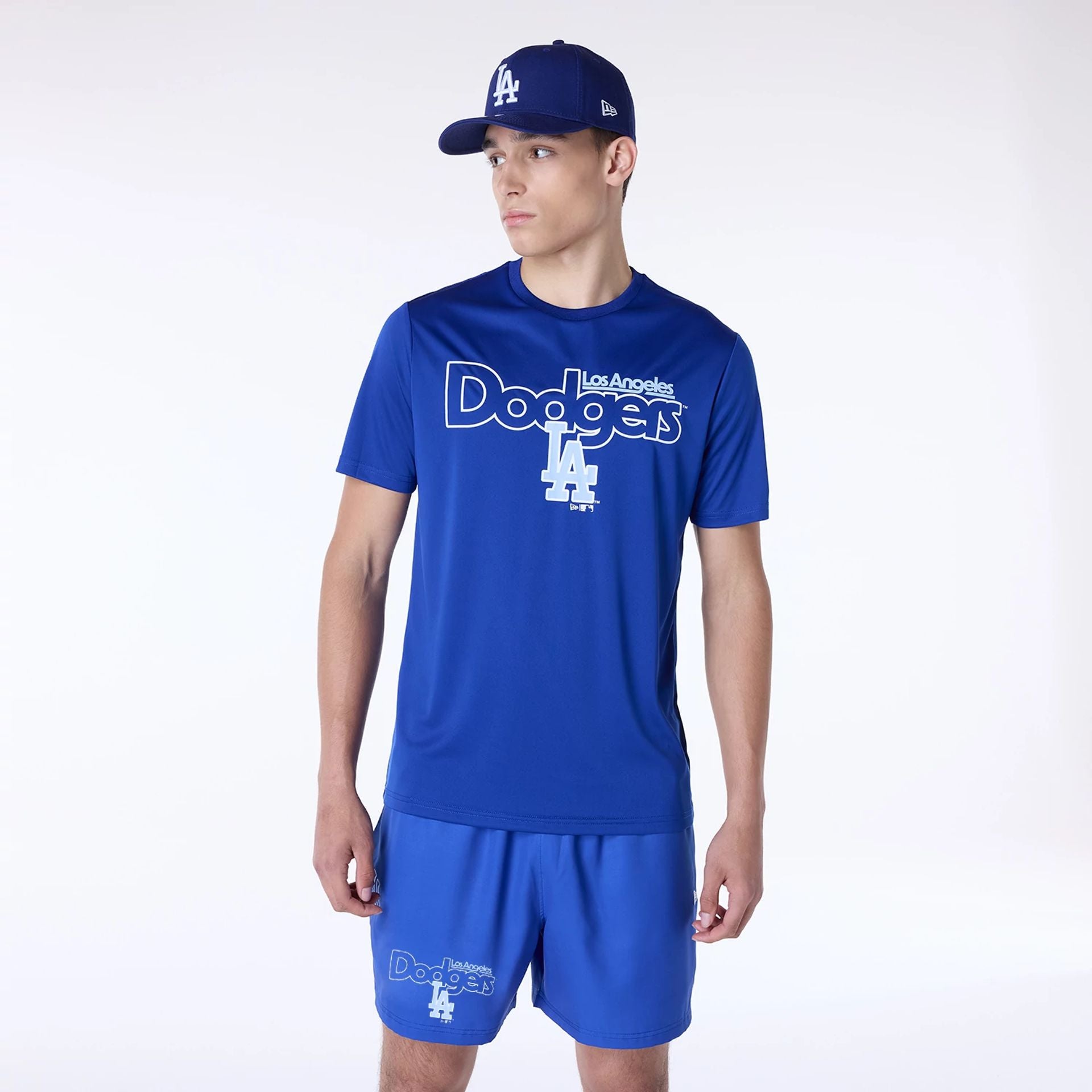 The Male model is wearing LA Dodgers MLB Essentials Blue T-Shirt 1