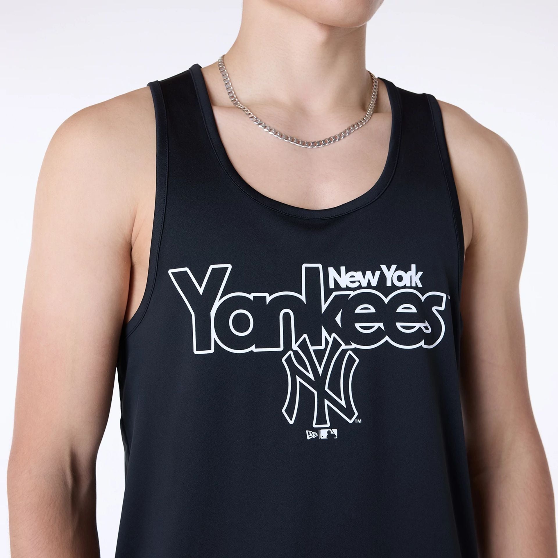 The Male model is wearing New York Yankees MLB Essentials Black Vest 5