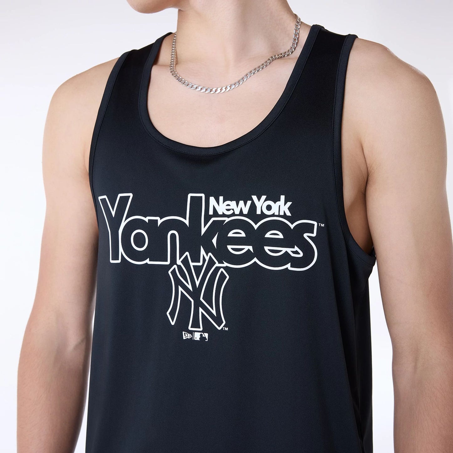 The Male model is wearing New York Yankees MLB Essentials Black Vest 3