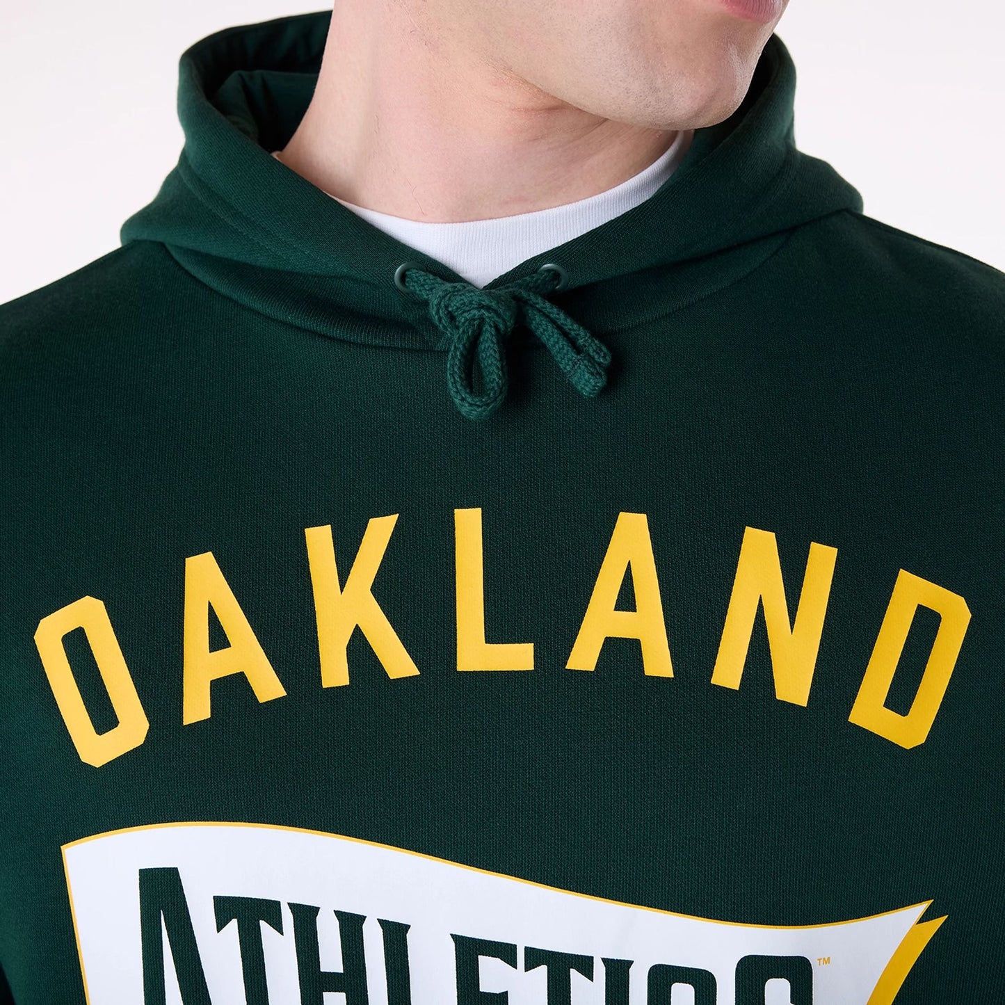 The Male model is wearing Oakland Athletics MLB Pennant Graphic Dark Green Pullover Hoodie 6